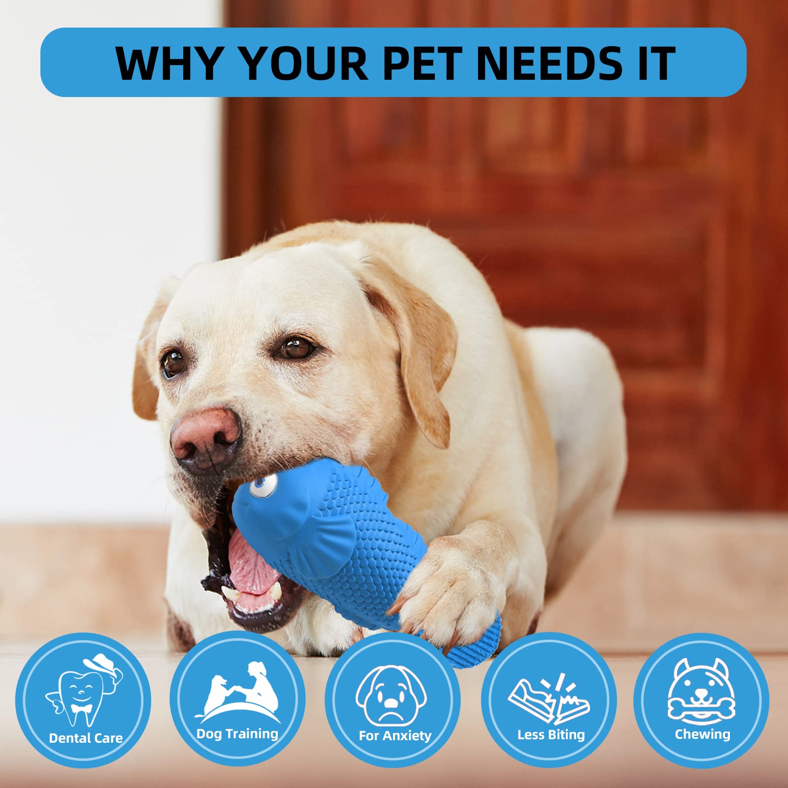 WinTour Durable Indestructible Dog Chew Toys for Aggressive Chewers - Squeaky Bacon-Flavored Tough Toys for Medium & Large Breed Dogs - Perfect for Teething, Boredom Relief & Playtime