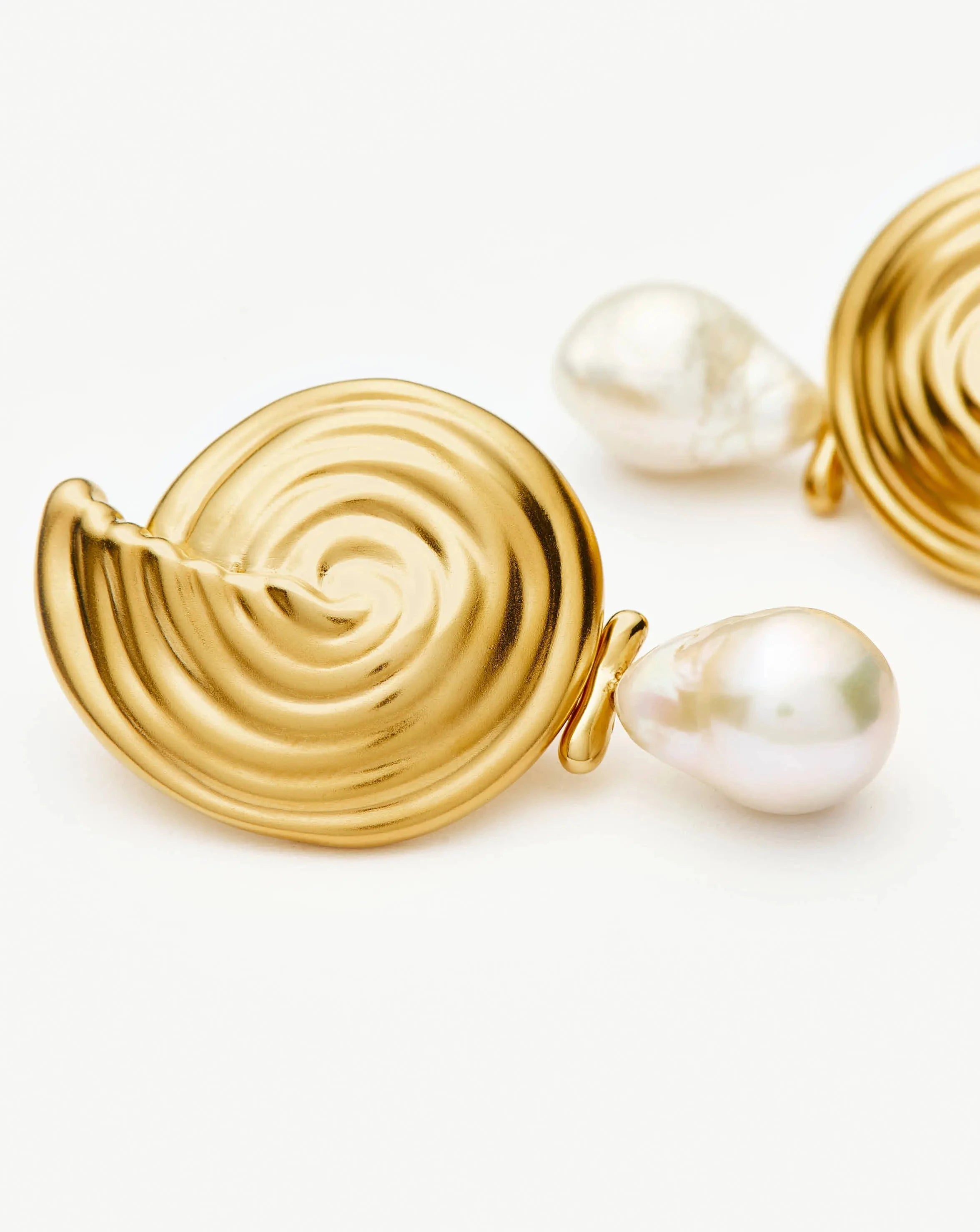 18K Gold Plated Spiral Detachable Pearl Drop Earrings for Women - Elegant Dangle Earrings for Parties, Weddings & Special Occasions