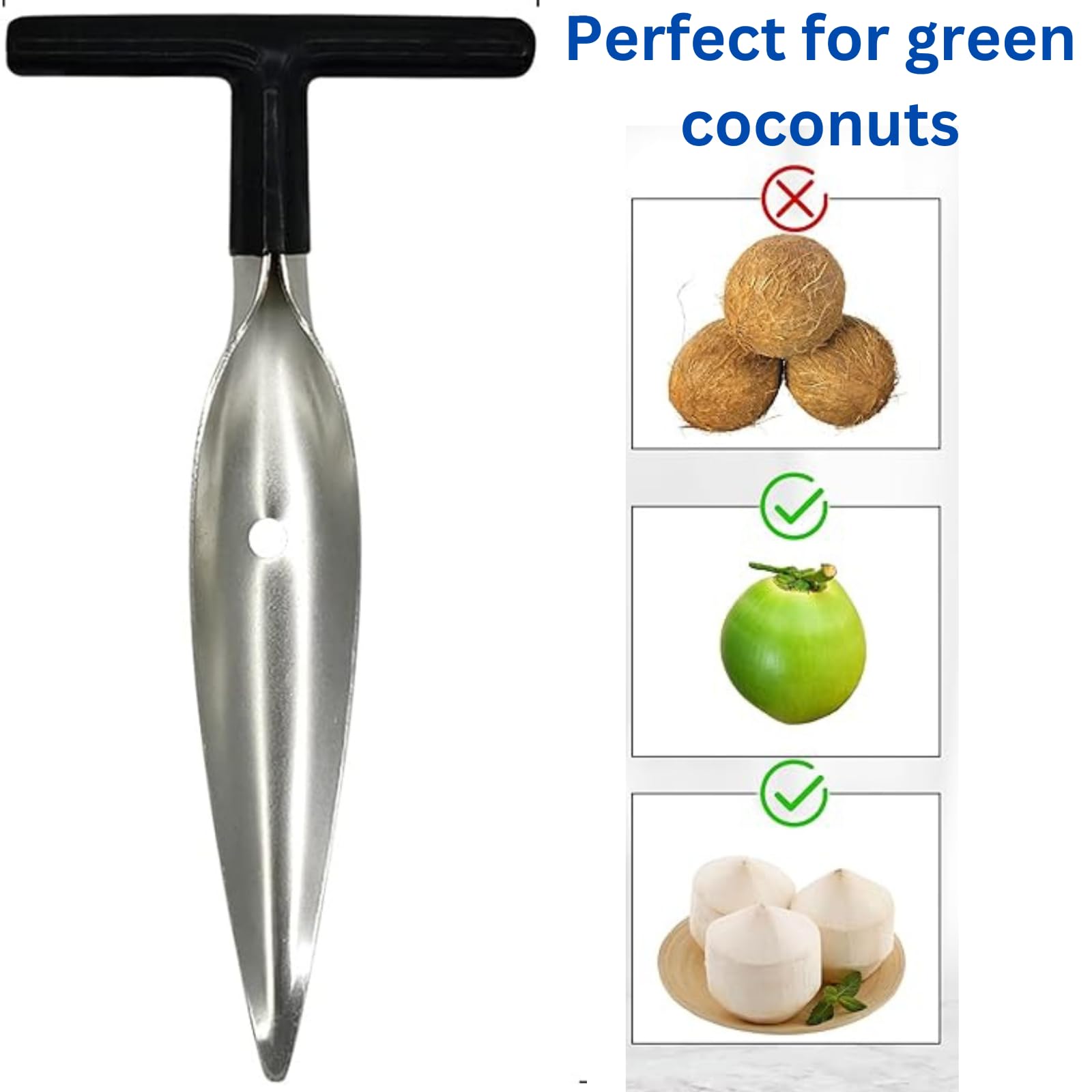 Premium Stainless Steel Coconut Opener Tool - Smart Kitchen Gadget for Easy Coconut Water Extraction | Home Utility Accessory | Perfect for Fresh Coconuts, Smoothies & Tropical Drinks (Pack of 1)
