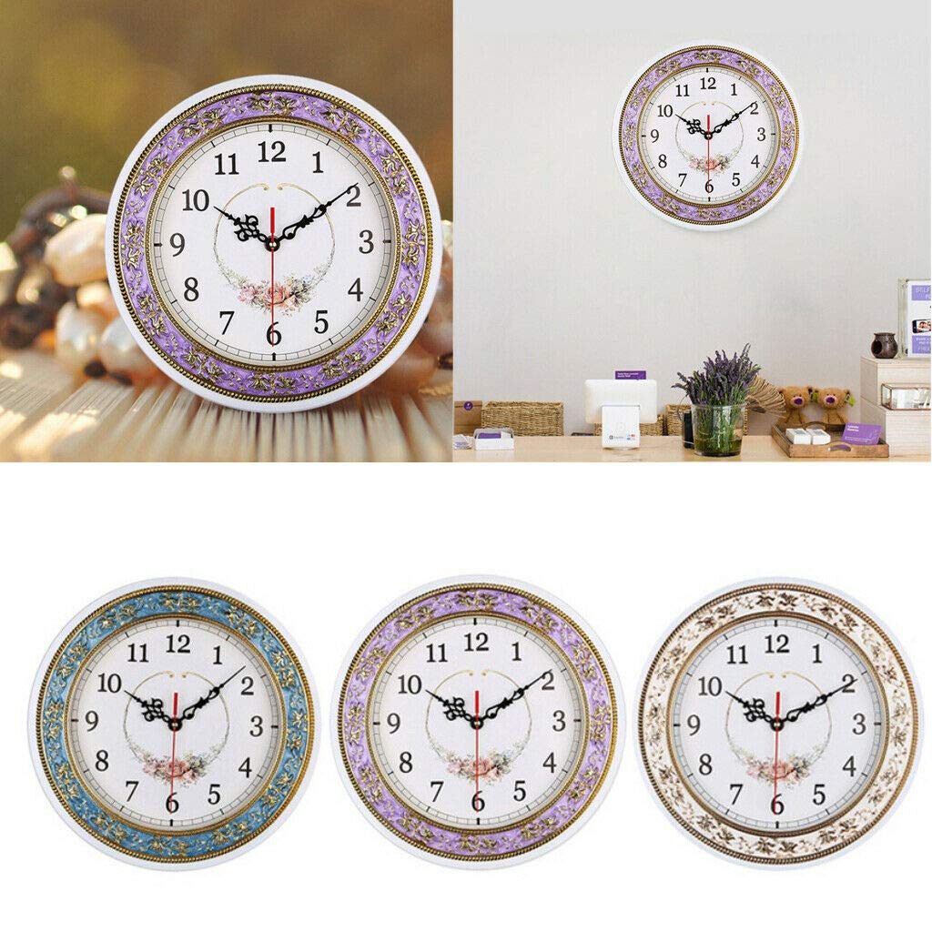 28cm Silent Quartz Wall Clock - Purple Home Decor for Bedroom & Office