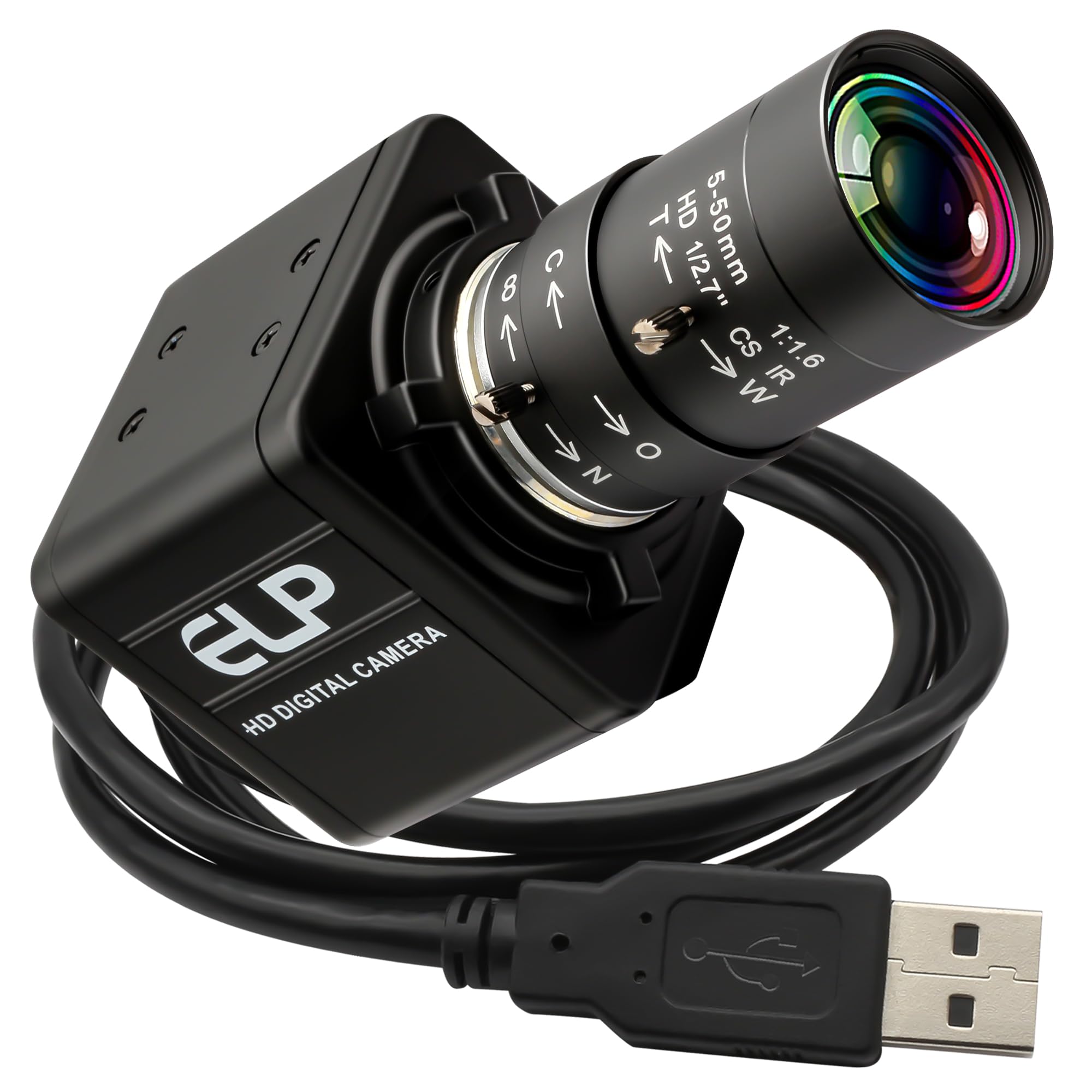 1080P HD USB Webcam with Built-in Microphone, 5-50mm Manual Zoom & Variable Focus for PC/Laptop - UVC USB 2.0 Plug & Play Computer Camera for Video Conferencing, Online Classes, Live Streaming & Close-up Photography