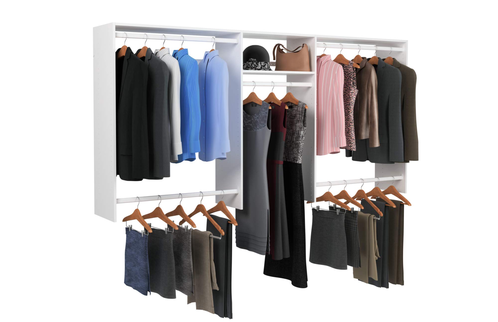 Easy Track OK1448-T 4'-8' W Basic Hanging Closet Organizer Kit - Easy to Assemble, Truffle Color | Perfect for Bedroom, Walk-in Closet & Small Space Storage Organization