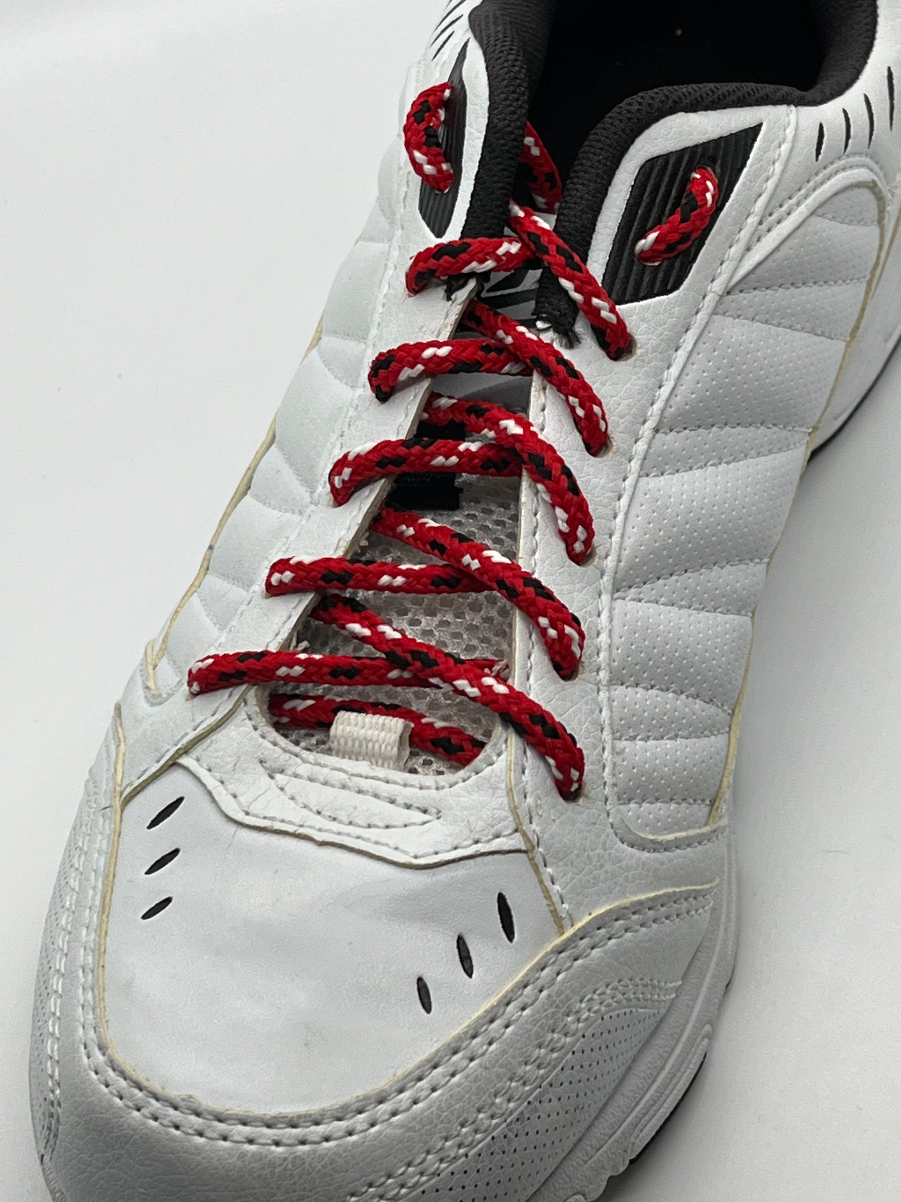 Vibrant Round Multi-Color Shoelaces - Red, Black & White Laces for Sneakers, Boots & Casual Shoes | Perfect for Fashion, Sports & Everyday Wear