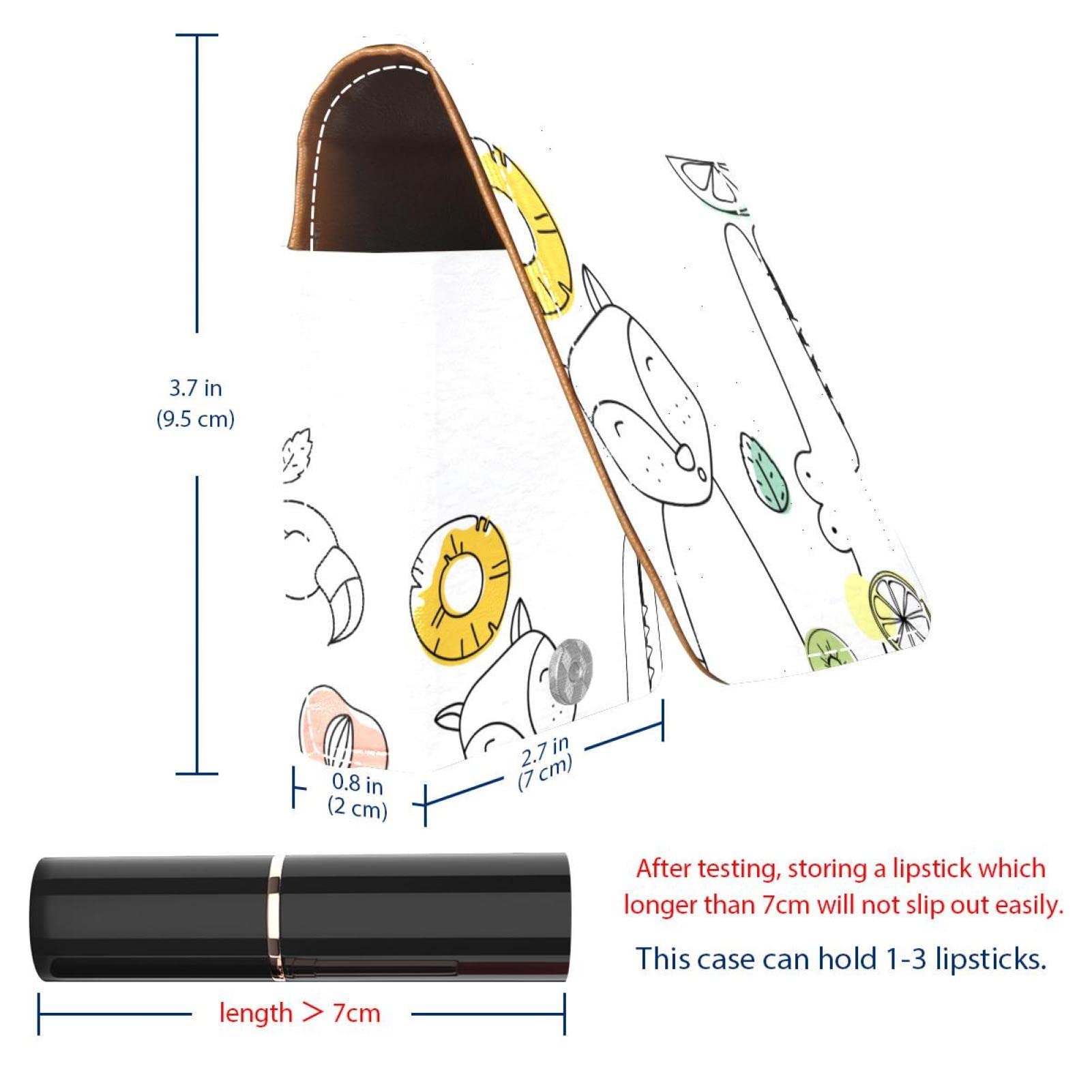 Personalized Lipstick Case - Portable Makeup Bag & Cosmetic Pouch Organizer with Hand-Drawn Cartoon Animals | Perfect for Travel, Daily Use & Gift Giving
