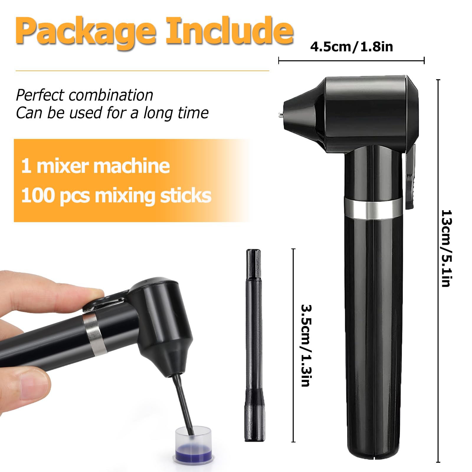 Professional Electric Tattoo Ink Mixer Machine - High-Speed Pigment Blender with 100 Mixing Sticks for Tattoo Artists & Permanent Makeup (Black) - Perfect for Tattoo Studios, Cosmetic Clinics & Home Use