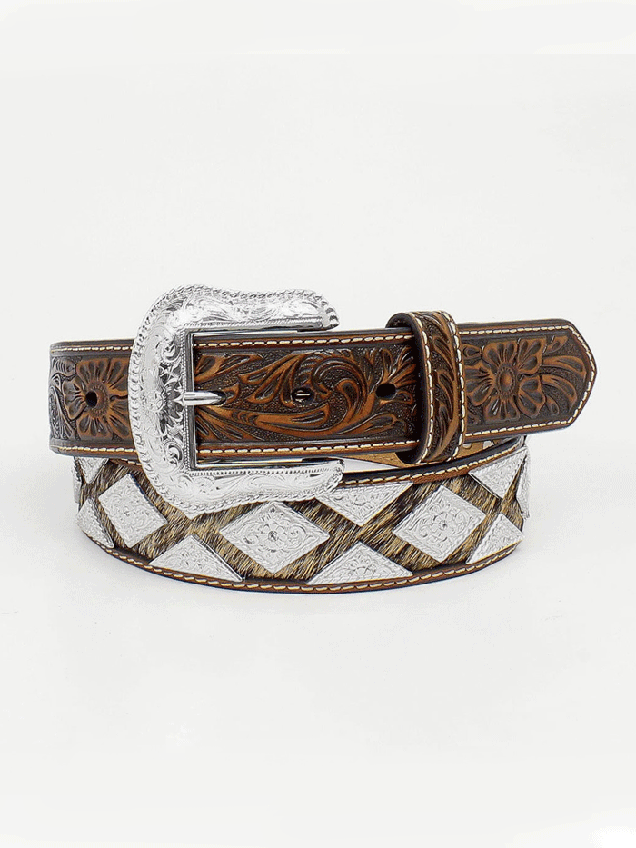 Nocona Men's Pro Series Calf Hair Diamond Conchos Belt - Genuine Leather Western Belt with Silver Conchos for Cowboy Boots & Jeans - Perfect for Rodeo, Country Music Concerts & Western Fashion