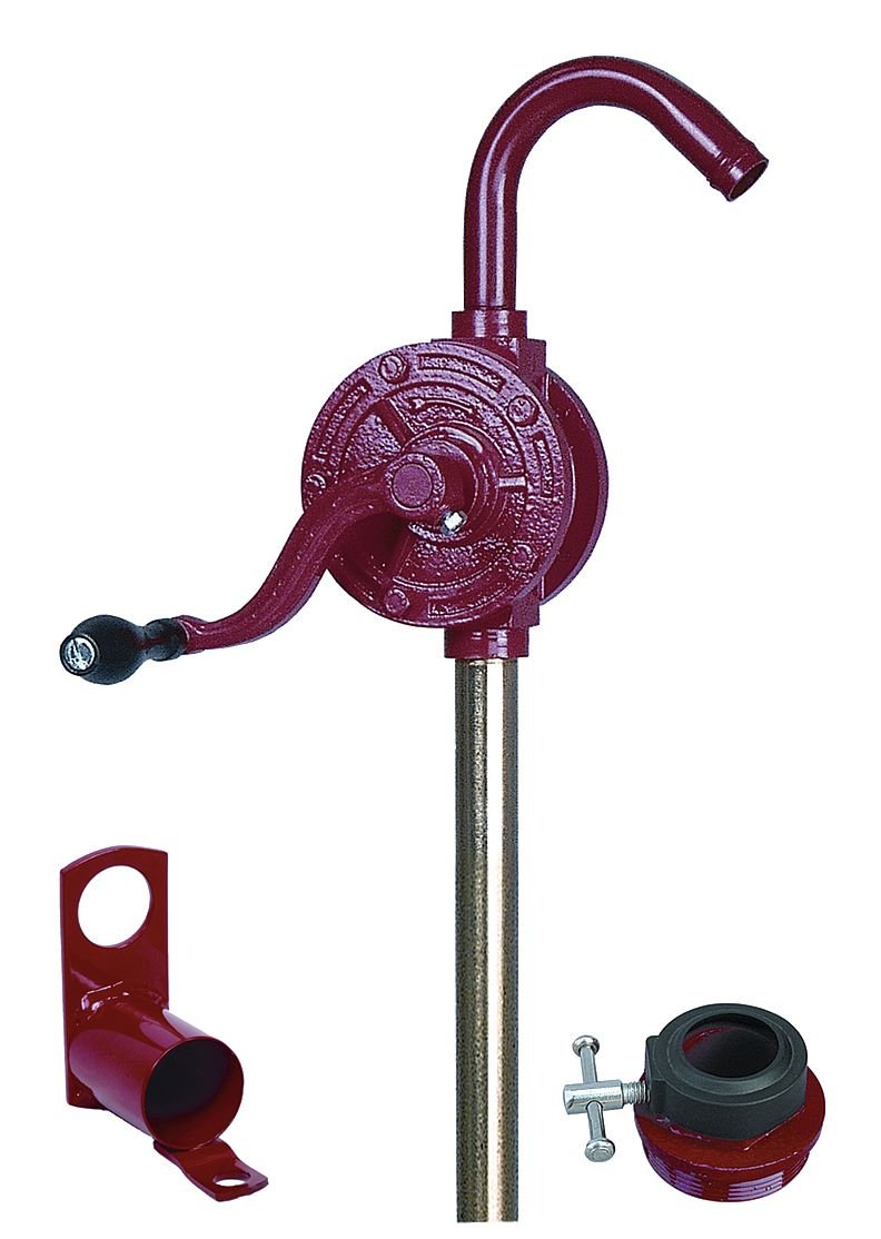 Cast Iron Rotary Hand Drum Pump 1 Inch OD - Heavy Duty Manual Oil Transfer Pump for Drums, Barrels & Containers - Ideal for Garage, Workshop & Industrial Use