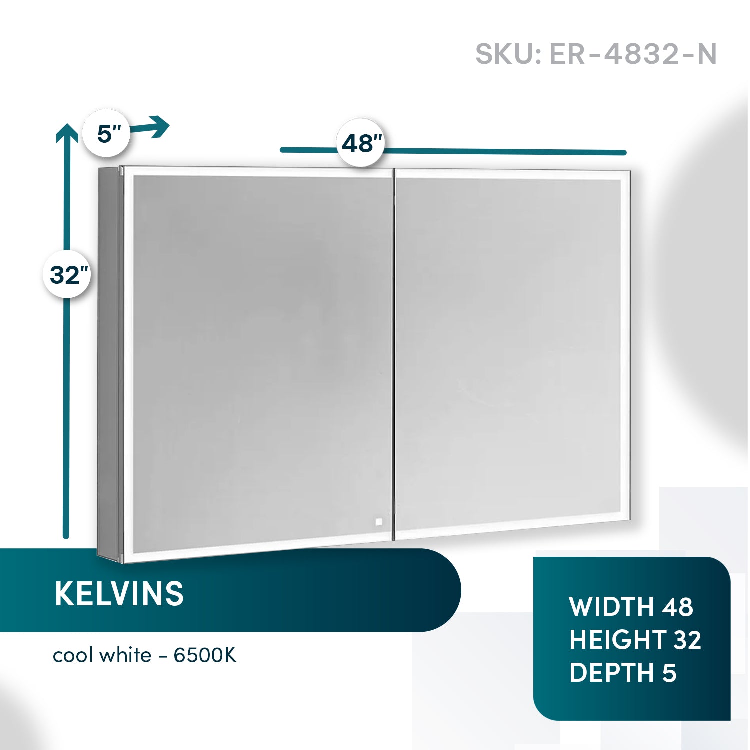 Aquadom Edge Royale 48x32 Inch LED Lighted Bathroom Medicine Cabinet with Mirror - Perfect for Modern Bathrooms, Vanities & Home Decor