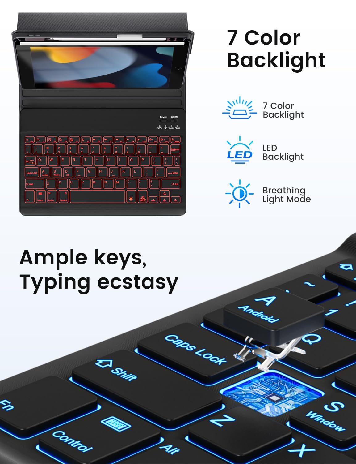 OYEEICE Detachable Backlit Keyboard Case for iPad 9th/8th/7th Gen 10.2