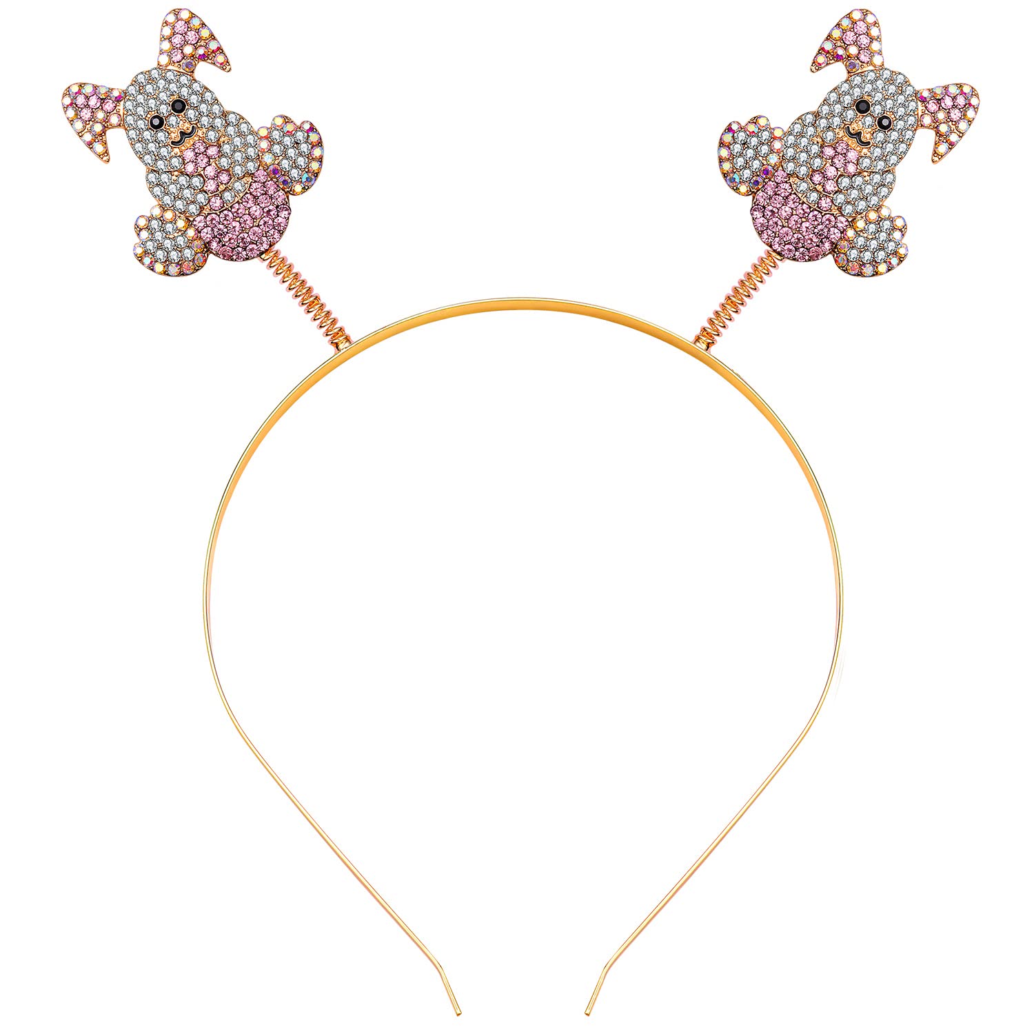 Easter Bunny Headband for Women & Girls - Sparkling Rhinestone Rabbit Hairband with Crystal Accents - Cute Easter Party Favors & Gifts (Pink) - Perfect for Easter Celebrations, Spring Parties & Photo Props