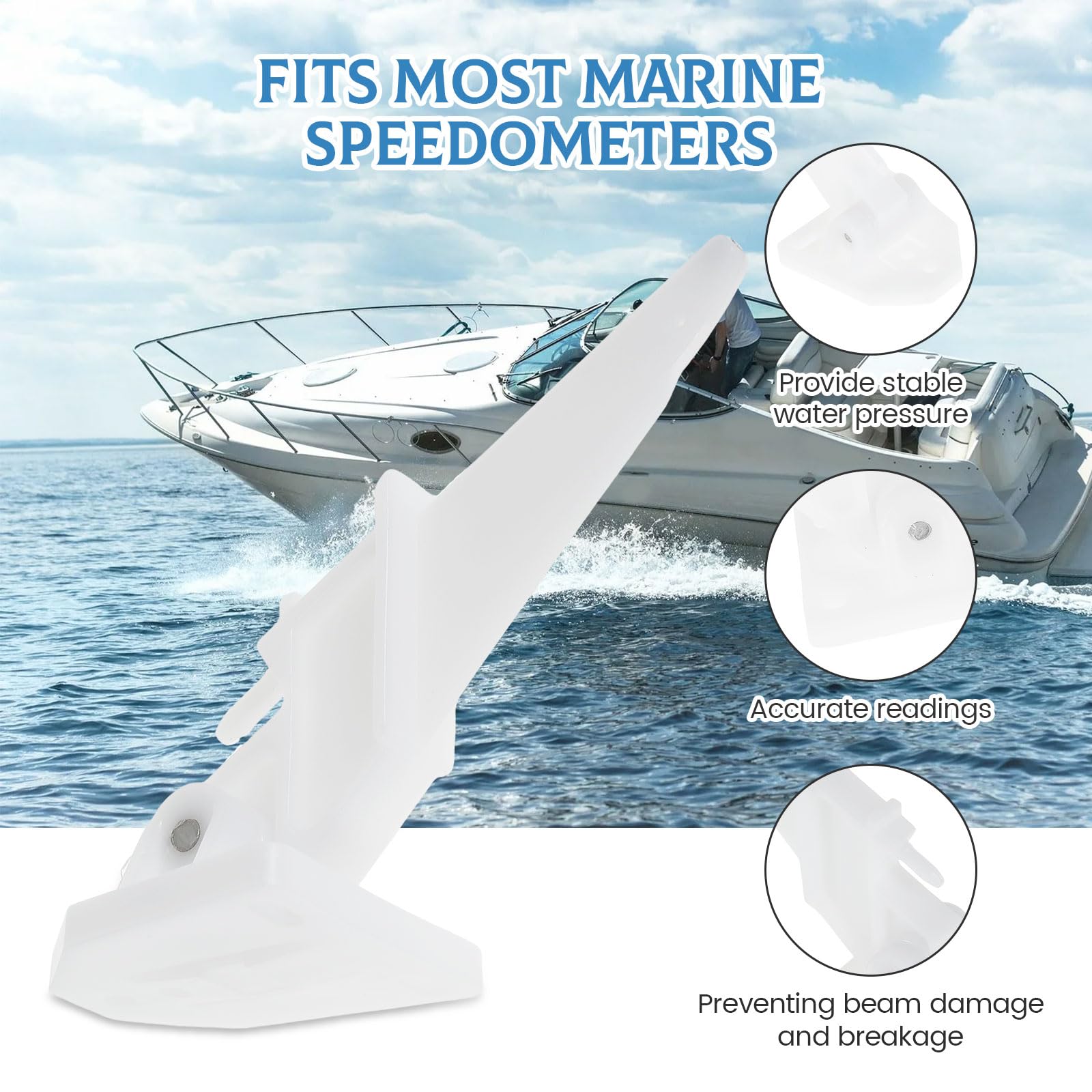 Boat Pitot Speedometer Kit - 80 MPH Marine Speedometer Gauge with Universal Pitot Pickup for Most Boats | Perfect for Speed Tracking on Fishing, Cruising & Water Sports