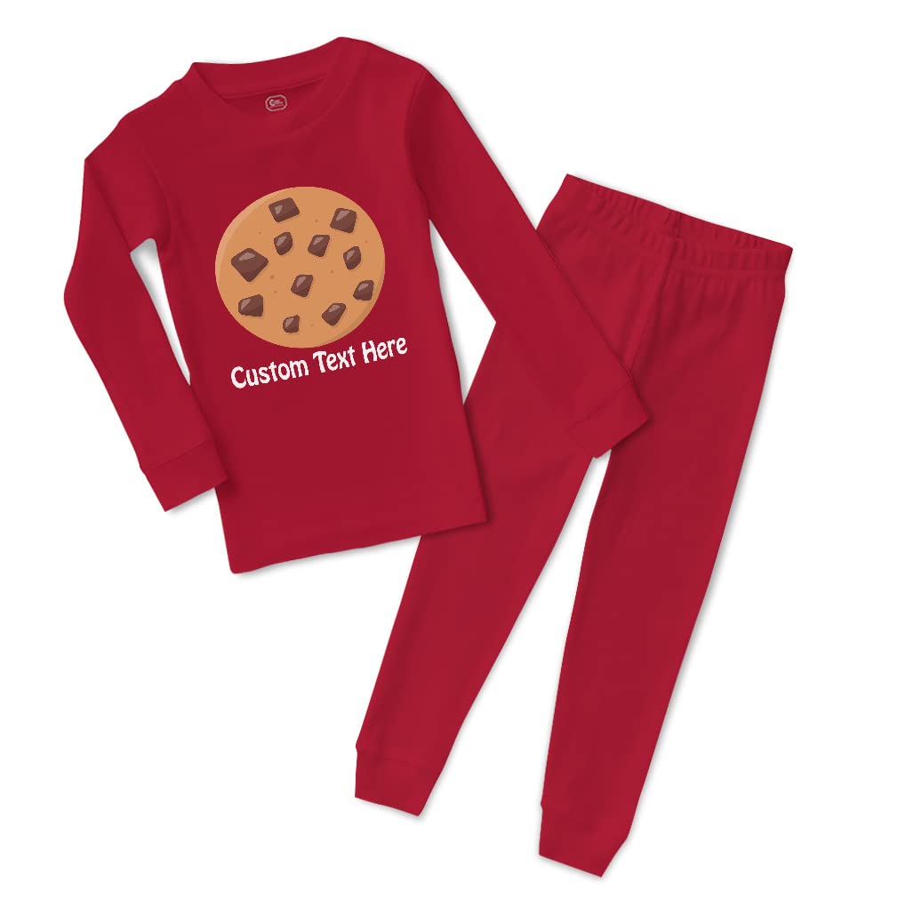 Custom Boy & Girl Cotton Toddler Pajamas - Chocolate Chip Cookie Print Baby Sleepwear Set (6-12 Months) | Soft & Snug Fit | Personalized Name Option | Perfect for Bedtime, Nursery Photos & Holiday Gifts