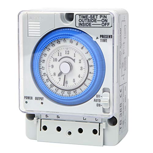 Programmable 24H Timer Switch Relay AC250V 20A - Manual/Auto Mechanical Time Controller for Lights, Electric Equipment & DIY Projects | Perfect for Home Automation, Energy Saving & Smart Lighting Control