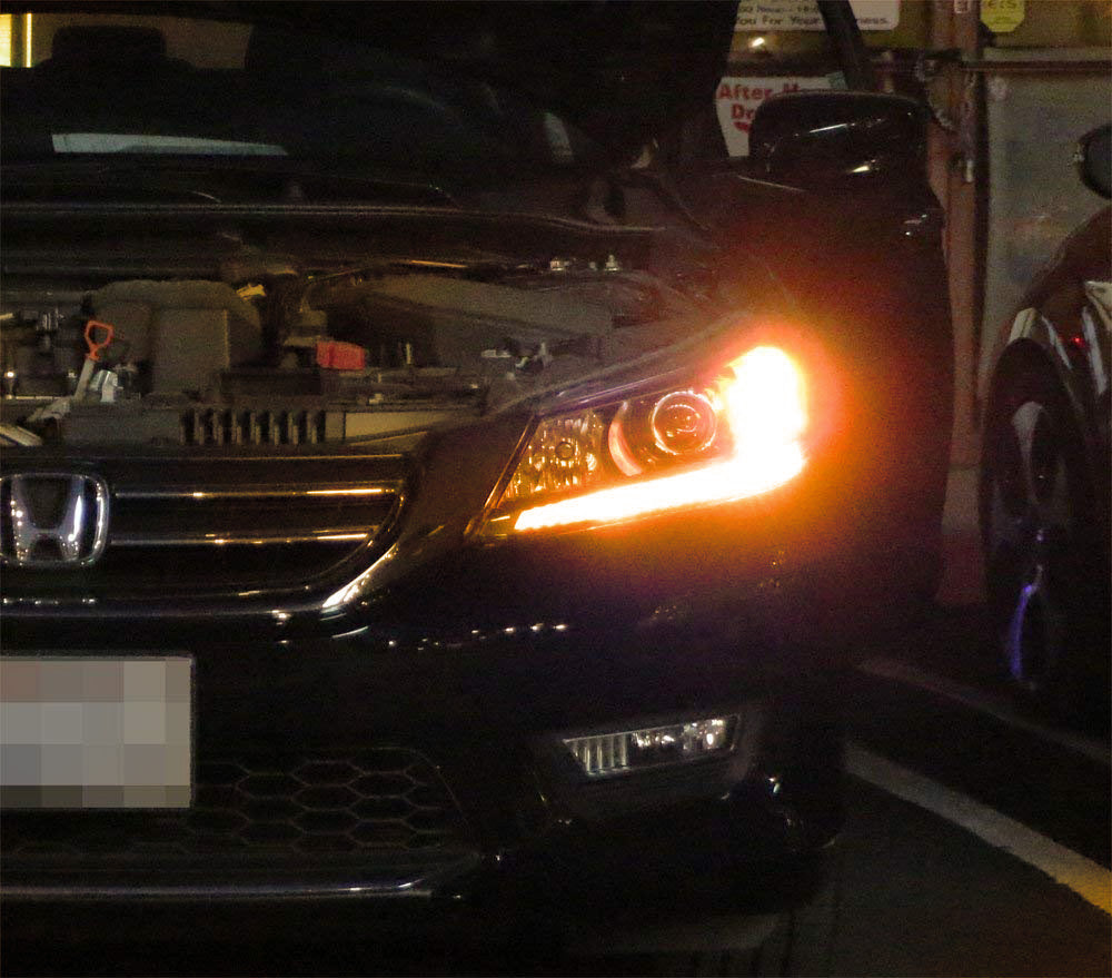 High Performance Amber LED DRL Headlights for 2013-2015 Honda Accord Sedan - Bright Daytime Running Lights with Easy Retrofit Installation - Perfect for Night Driving & Enhanced Road Safety