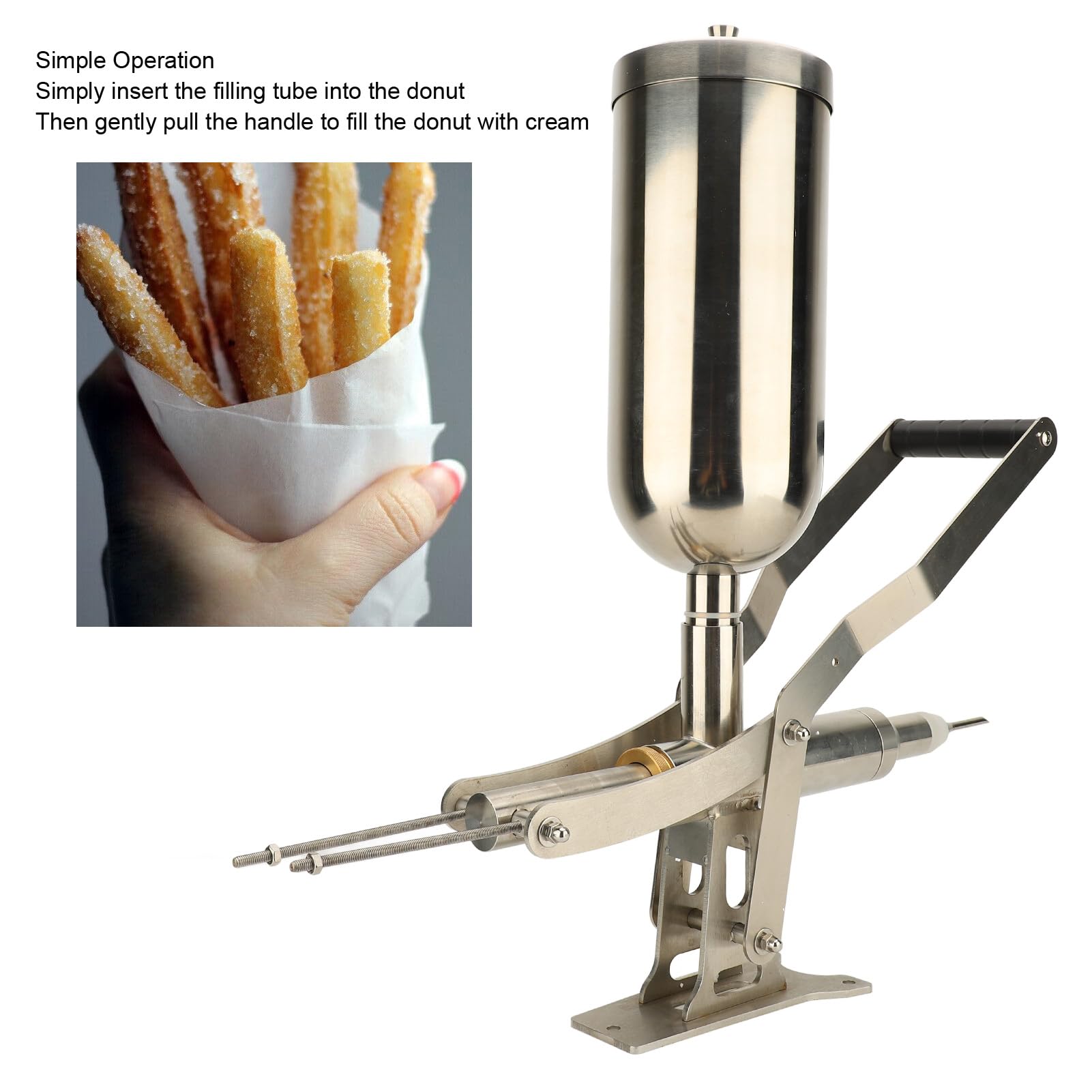 4.5L Commercial Donut Filler Machine - 304 Stainless Steel Churro & Doughnut Filling Equipment for Jam, Jelly, Cream - Perfect for Bakeries, Cafes & Dessert Shops
