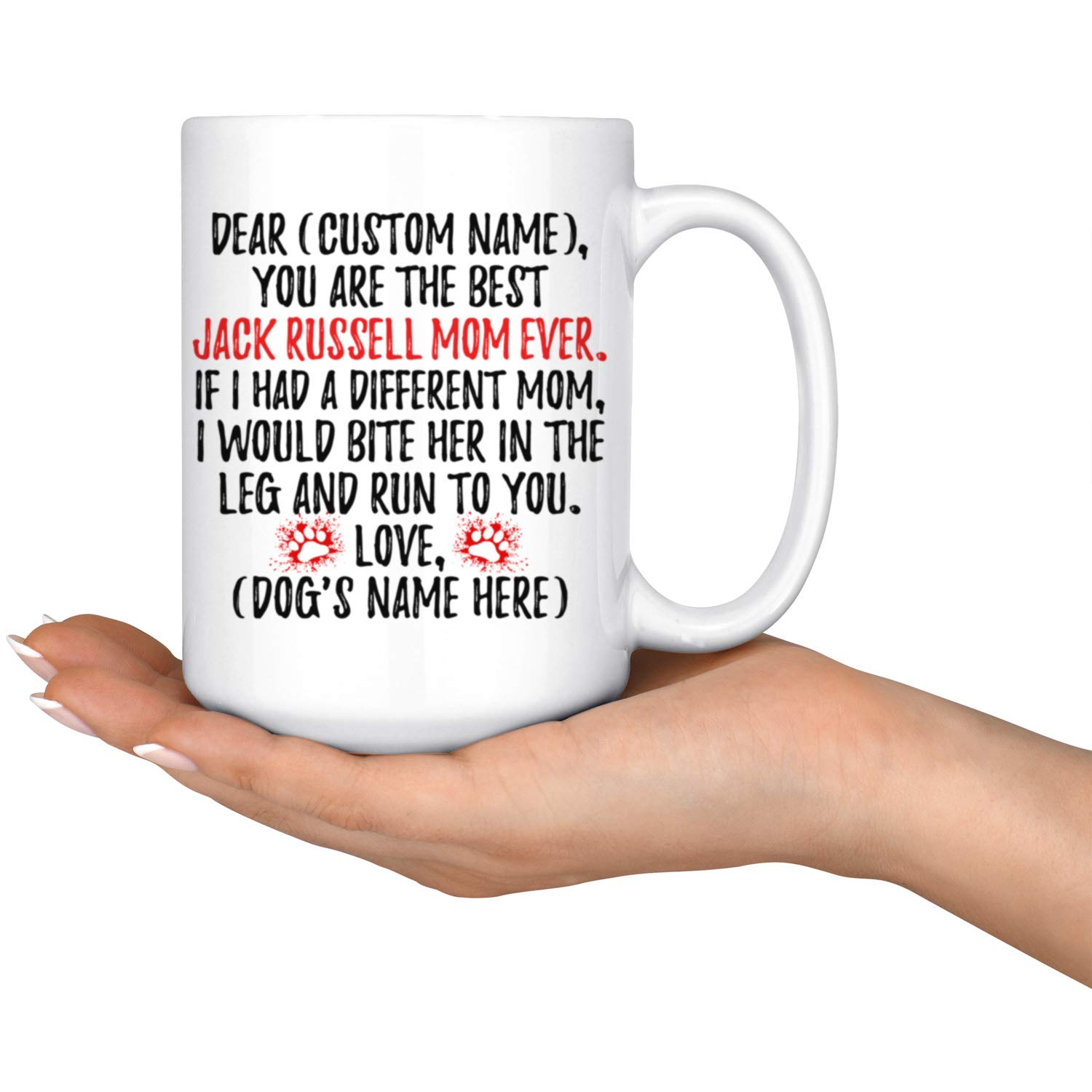 Personalized Jack Russell Terrier Dog Mom Coffee Mug - 15oz Ceramic Cup for Women, Dog Lovers & Pet Owners - Perfect Gift for Mother's Day, Birthday & Dog Themed Parties