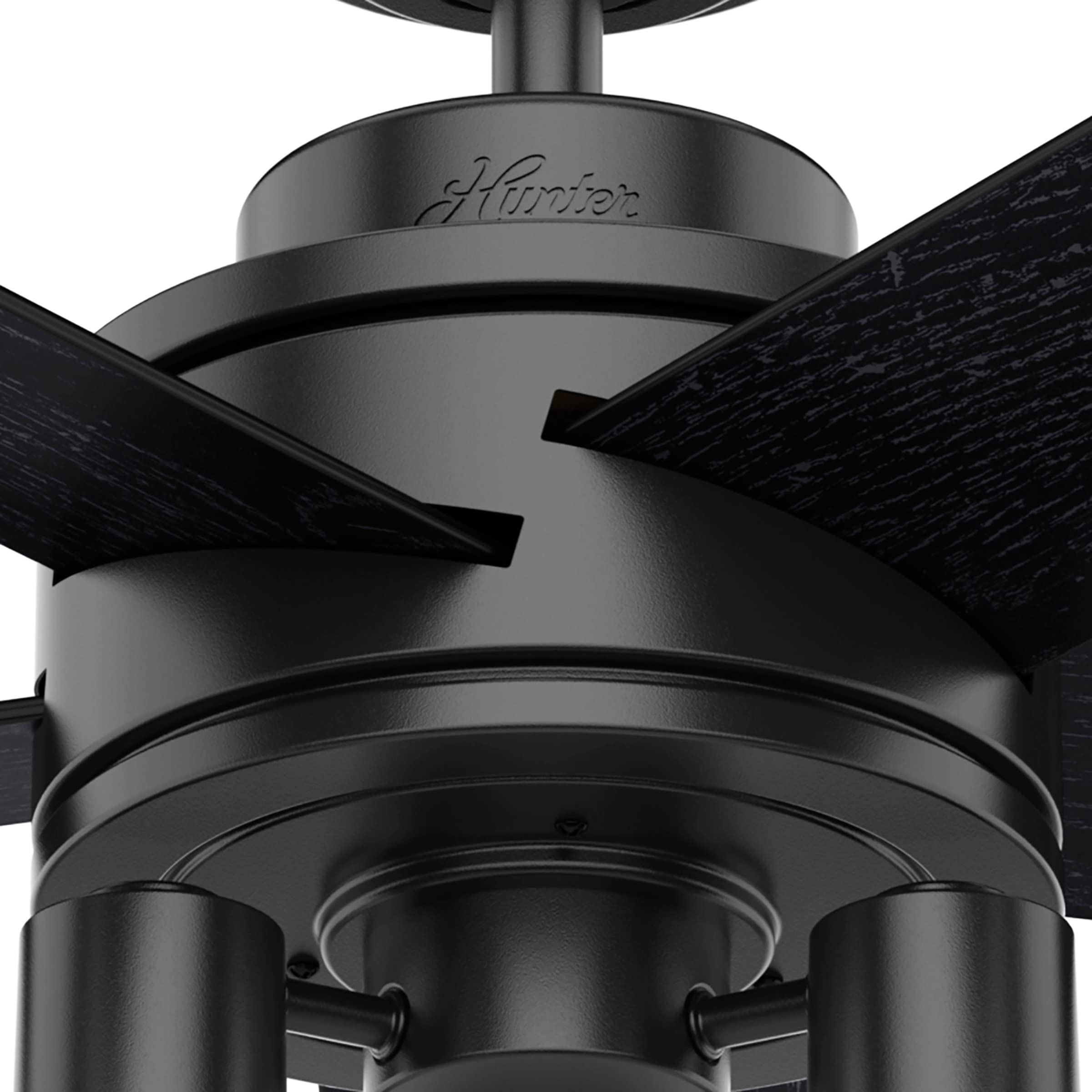 Hunter Fan Company 50593 44 Inch Hardwick Matte Black Ceiling Fan with LED Light Kit & Remote Control - Perfect for Living Room, Bedroom, and Outdoor Patio Cooling