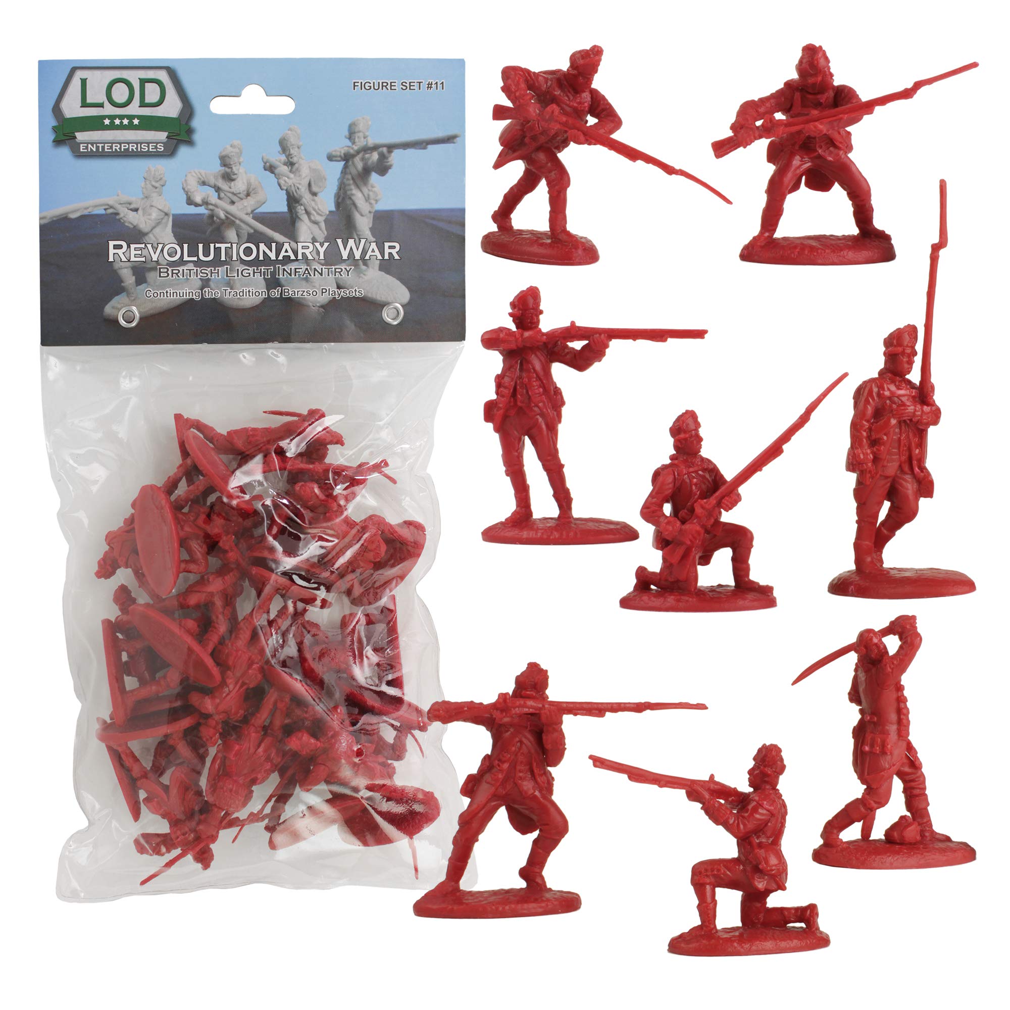 1:32 Scale Revolutionary War British Light Infantry - 16 Detailed Redcoat Soldier Figures for Historical Dioramas, Wargaming & Collectors