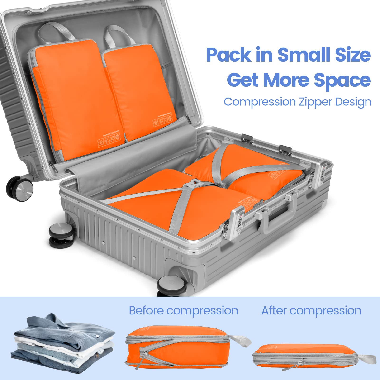 Cambond Compression Packing Cubes for Travel - 4-Piece Set of Lightweight Luggage Organizers for Women | Perfect for Carry-On Suitcases, Business Trips & Vacation Packing | Space-Saving Travel Essentials