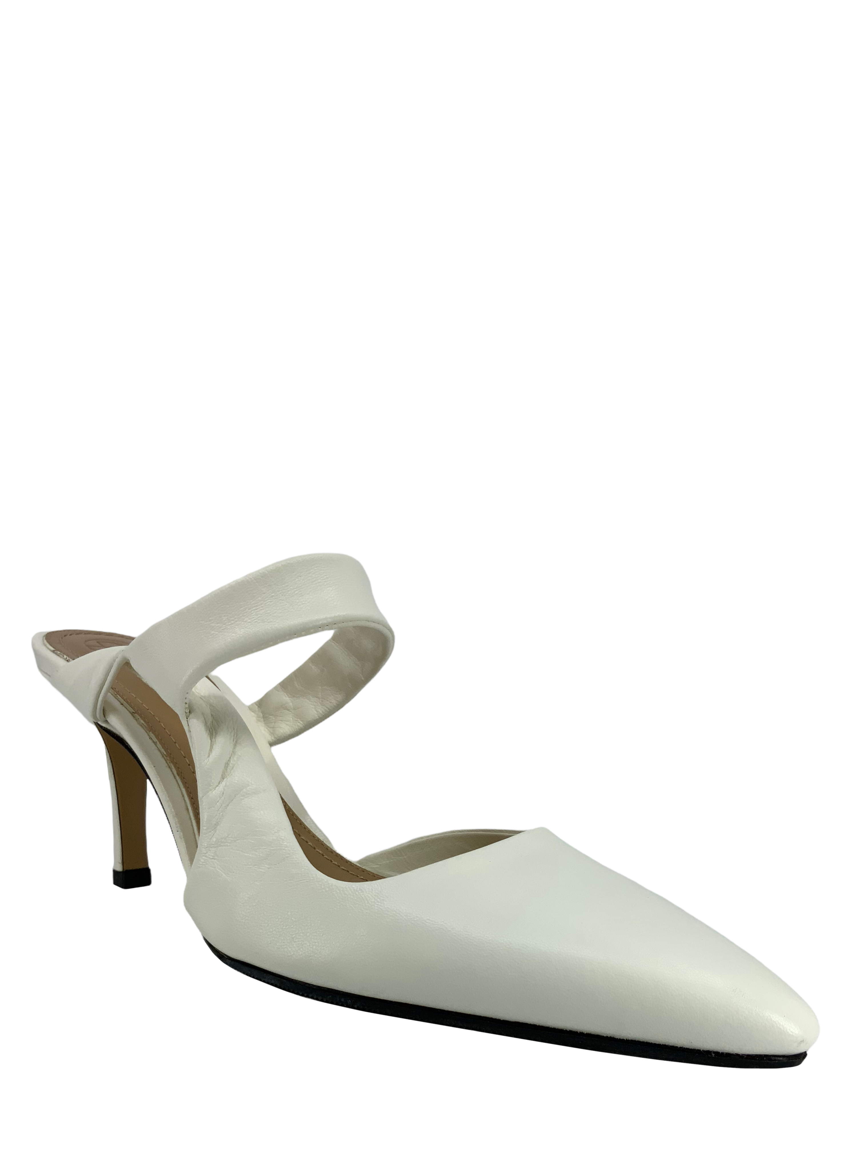 The Row Gala Twist Leather Mule Pumps Women's Size 6.5 - Comfortable Slip-On Shoes for Office, Party & Evening Wear