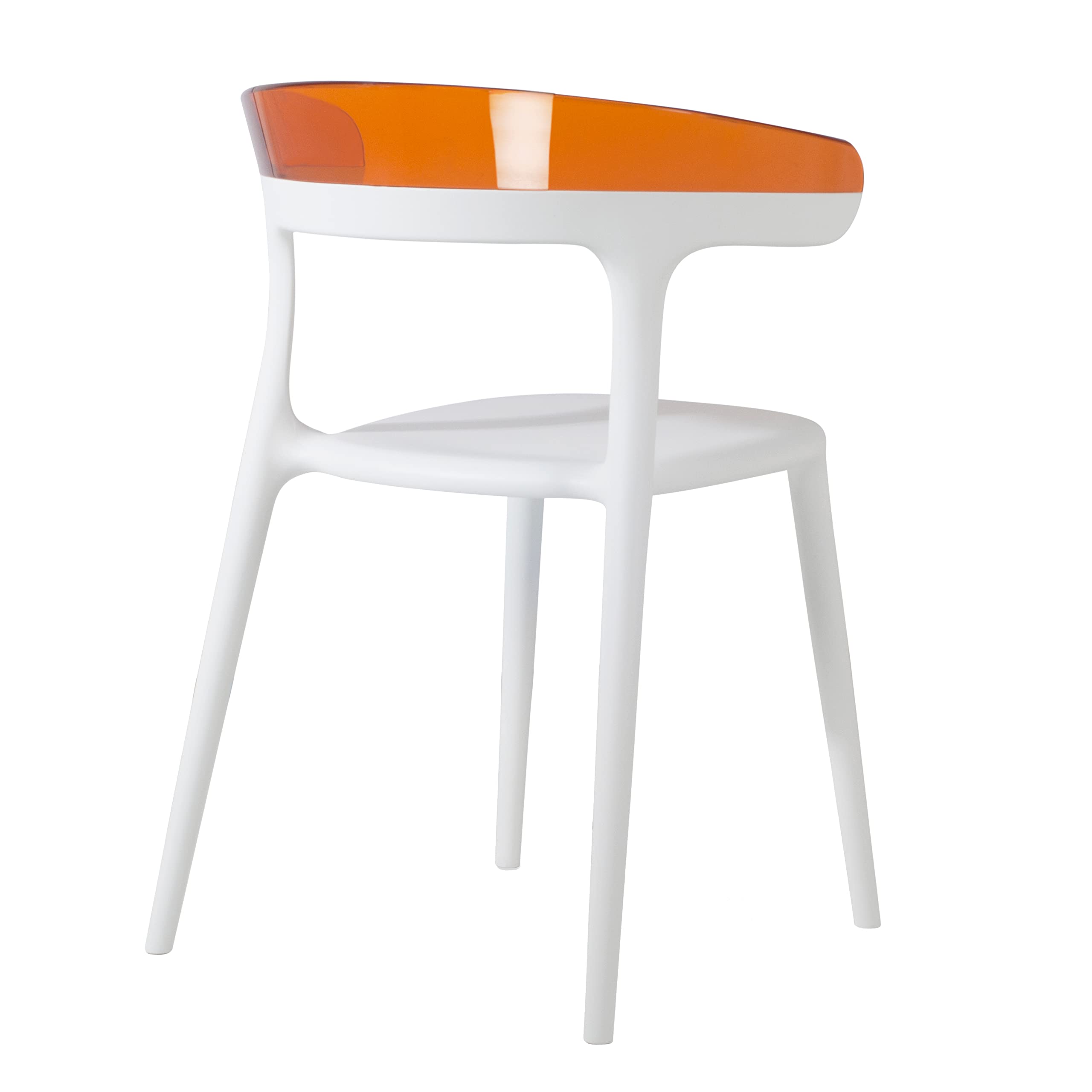 Modern Stackable Patio Dining Side Chairs (Set of 2) - Indoor/Outdoor Use - White & Orange - Perfect for Backyard, Garden, Poolside or Balcony Seating