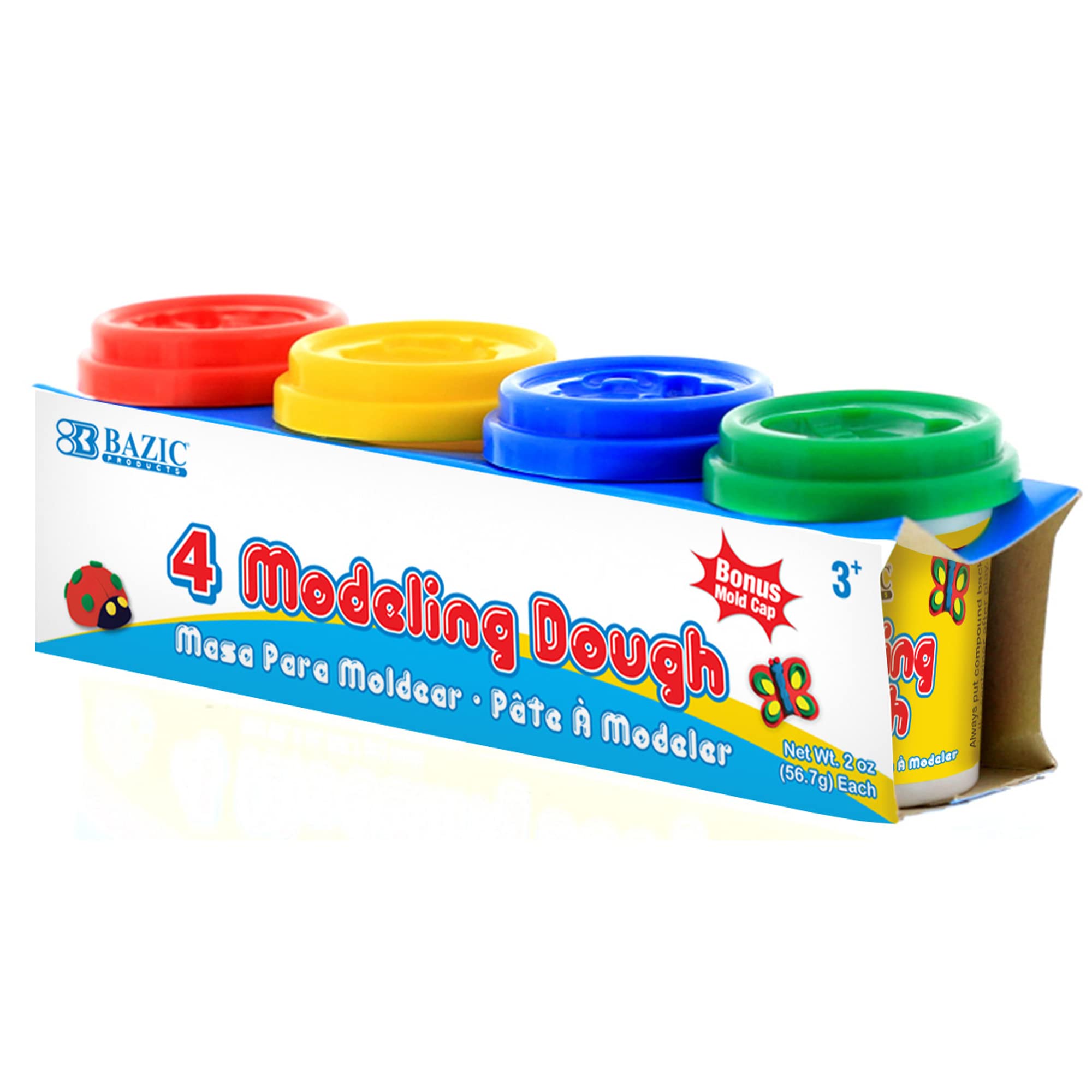 BAZIC 4 Color Modeling Clay - Non Toxic Light Dough for Kids Art & Craft Projects - 36 Pack (8oz Each) - Perfect Gift for Toddlers, Boys & Girls - Great for School Projects, DIY Creations & Sensory Play