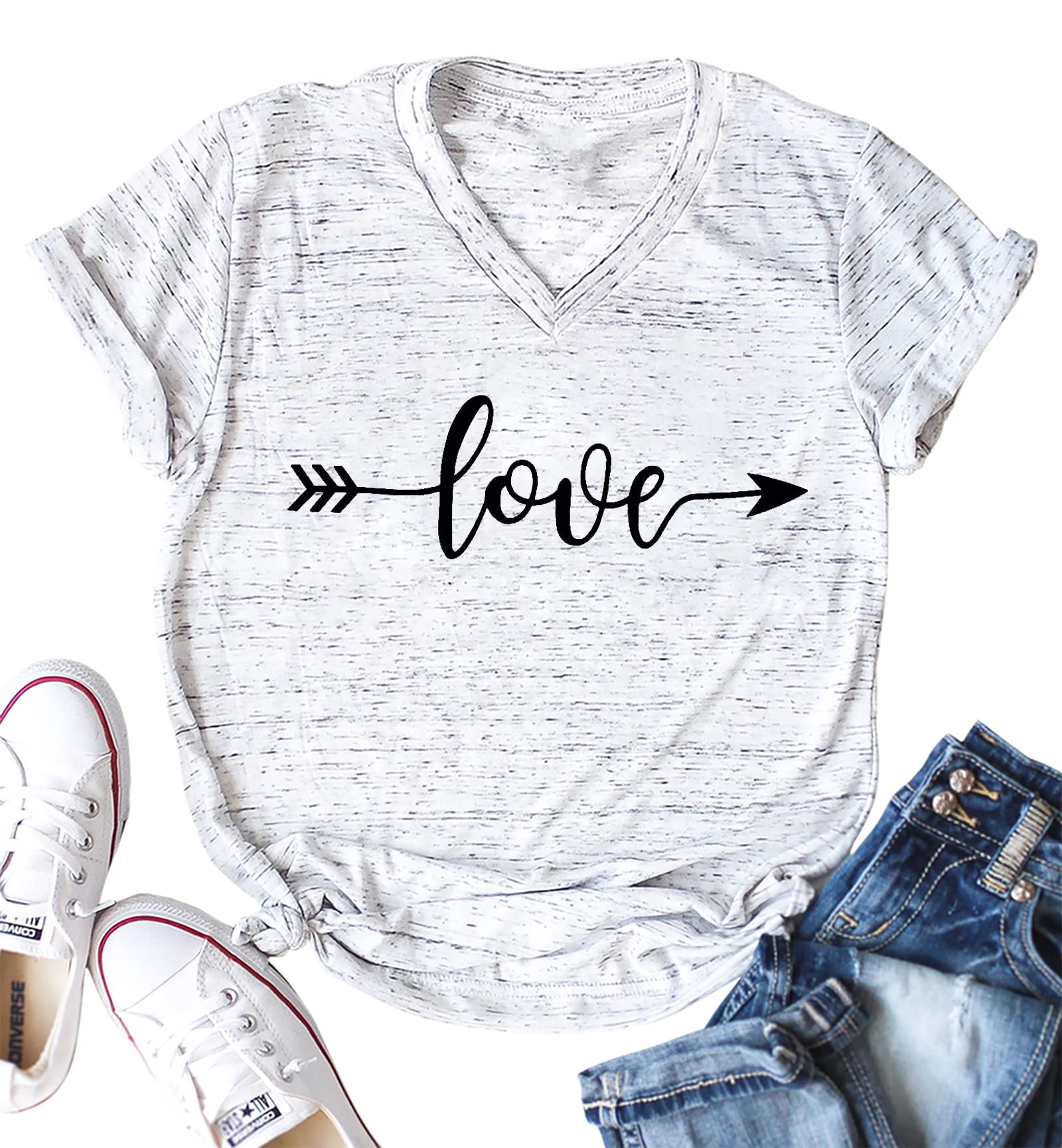 Valentine's Day Love Graphic Tee Shirts for Women - Cute Letter Print Casual T-Shirt Top with Romantic Sayings | Perfect Gift for Girlfriend, Date Night & Couple Outfits