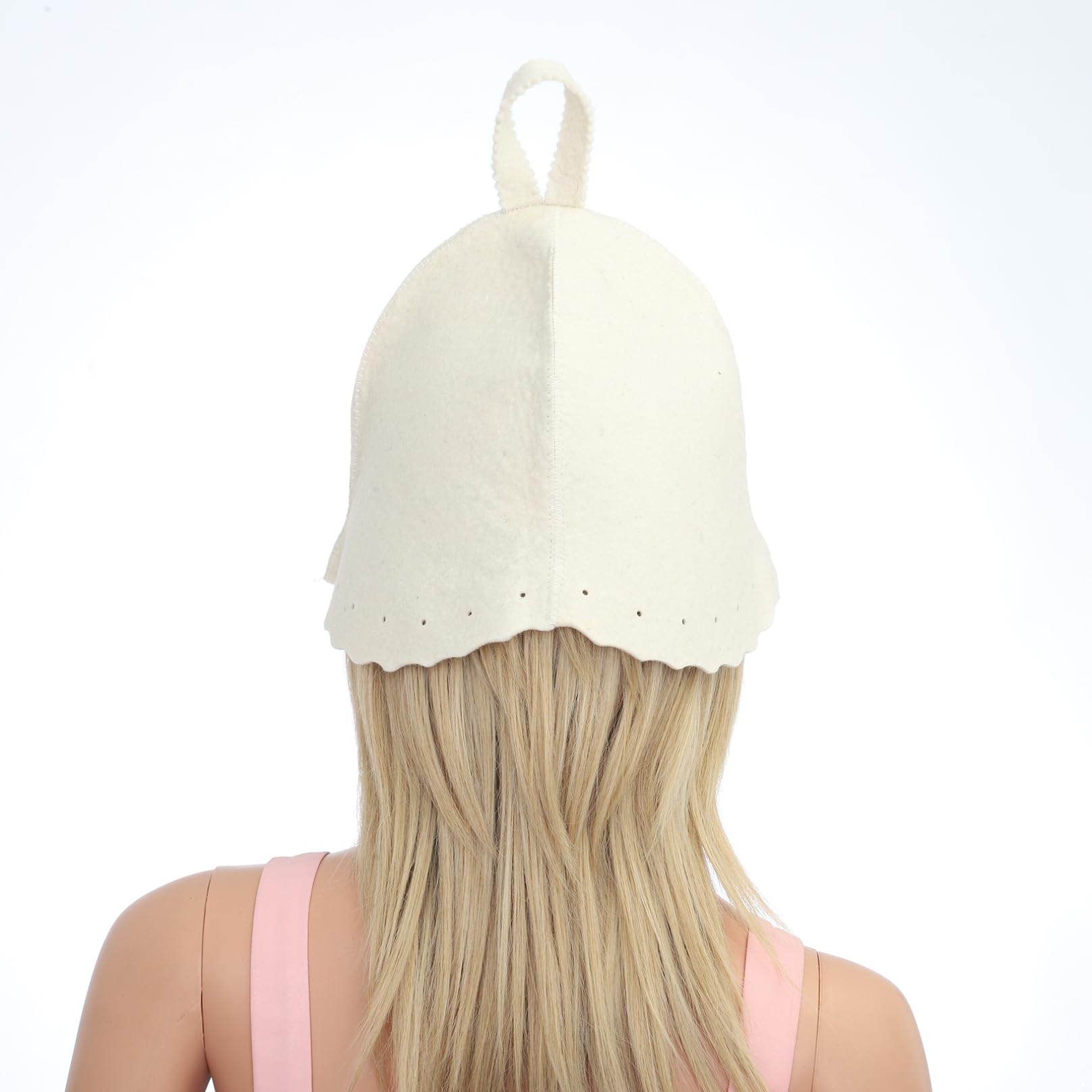 Agoky Wool Sauna Hat for Men & Women - Breathable Anti-Heat Sauna Hood Cap - White Sauna Accessories for Spa, Steam Room & Home Relaxation