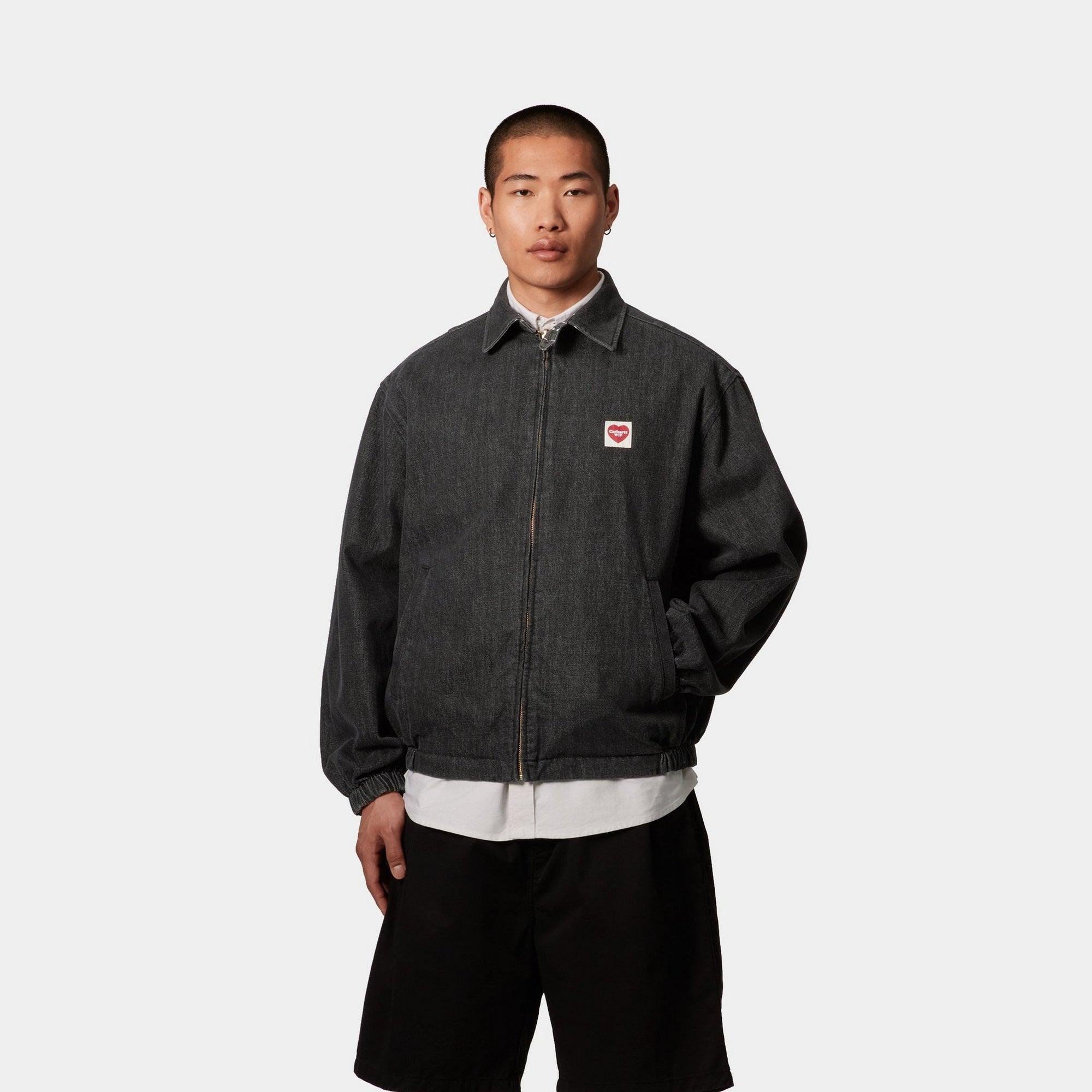Hudson Reversible Jacket for Men & Women - Black Stone Washed & Heart Pinstripe Design | Lightweight Water-Resistant Outerwear for Hiking, Travel & Everyday Wear