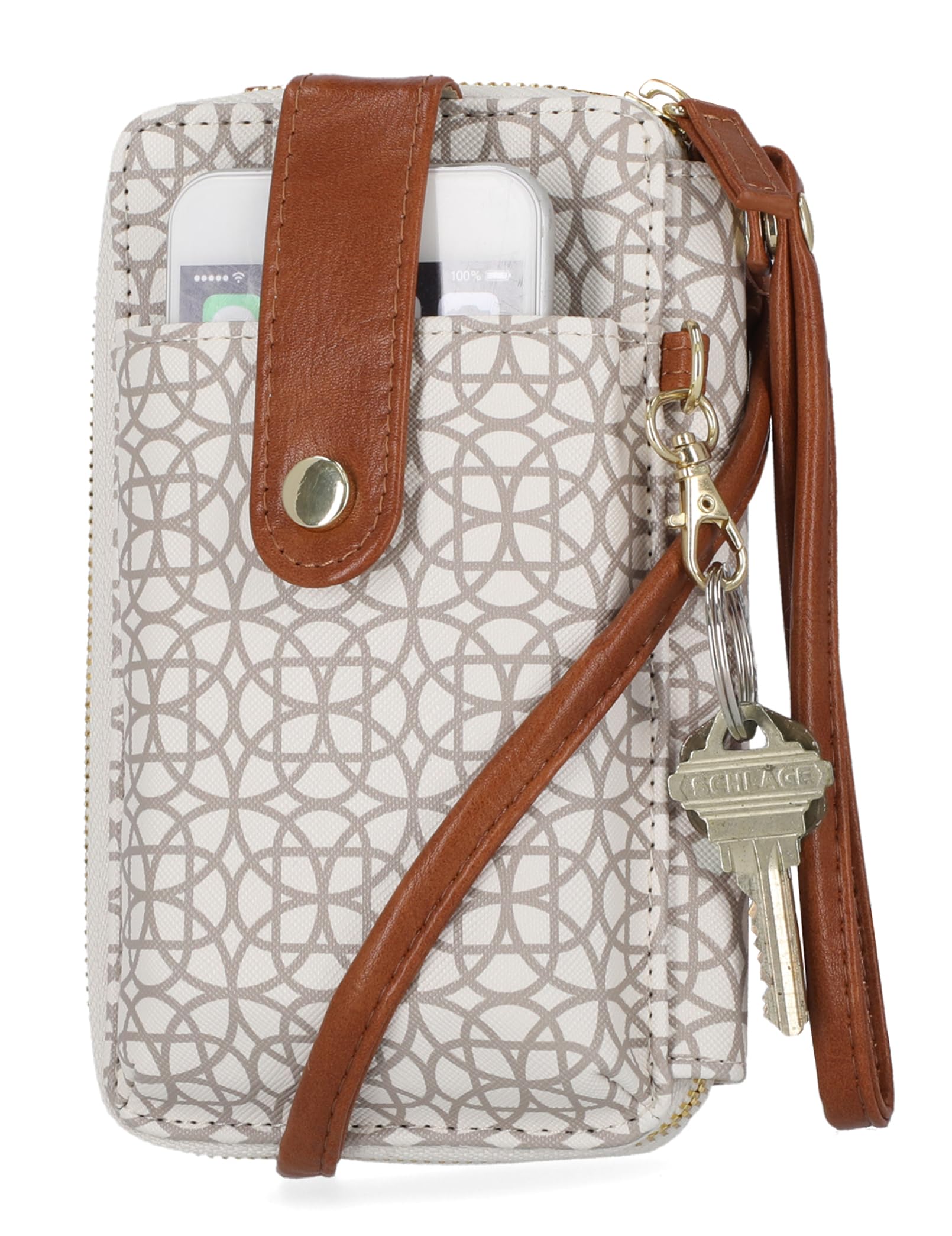 RFID Blocking Crossbody Wallet Bag for Women - Compact Vegan Leather Phone Holder Purse - Travel Size Anti-Theft Shoulder Bag - Perfect for Daily Use, Shopping & Travel (Bridgehampton Sand)