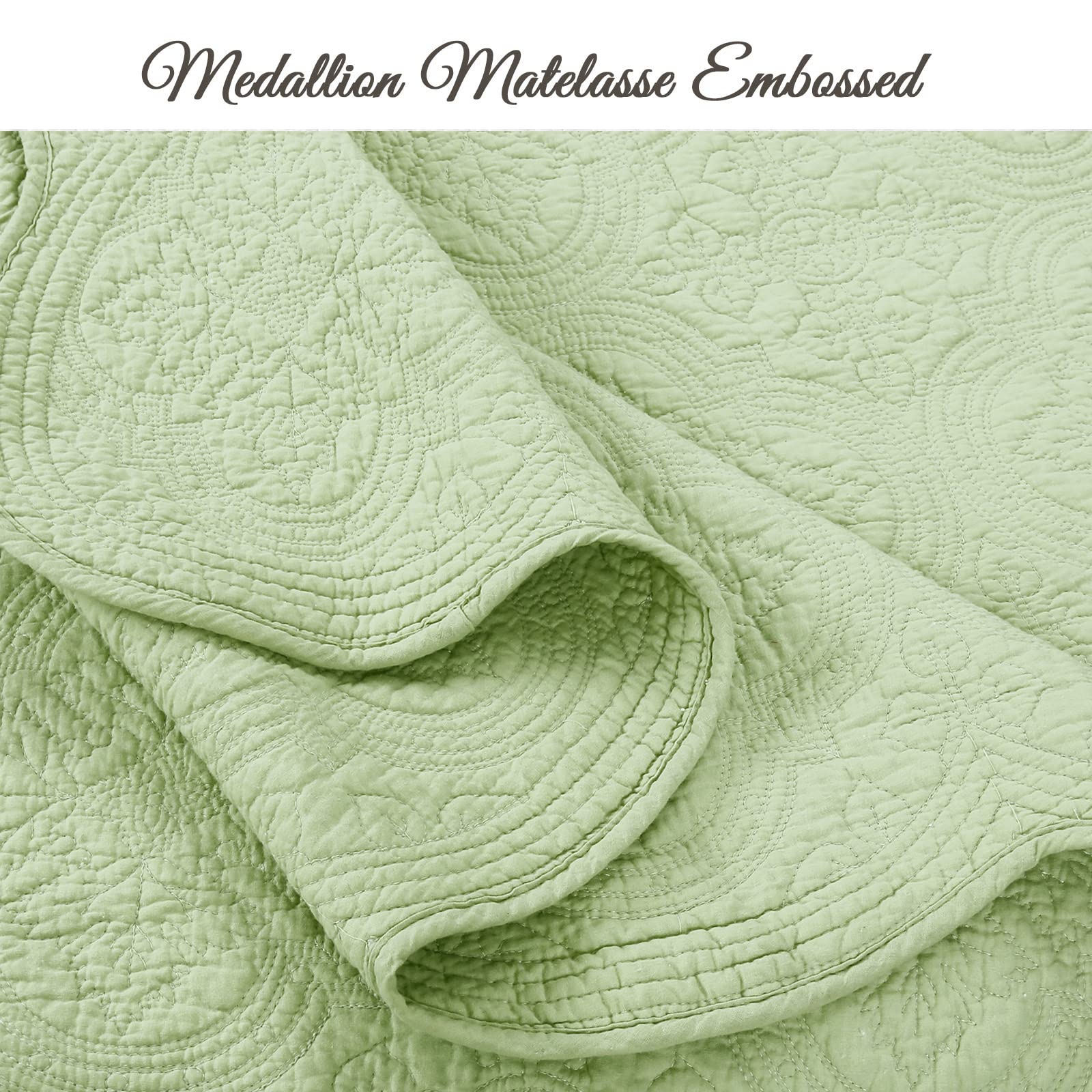 Pure Cotton Quilt Set King Size 3-Piece - Blantyre Green | Soft & Breathable Bedding for All Seasons | Perfect for Master Bedroom & Guest Room