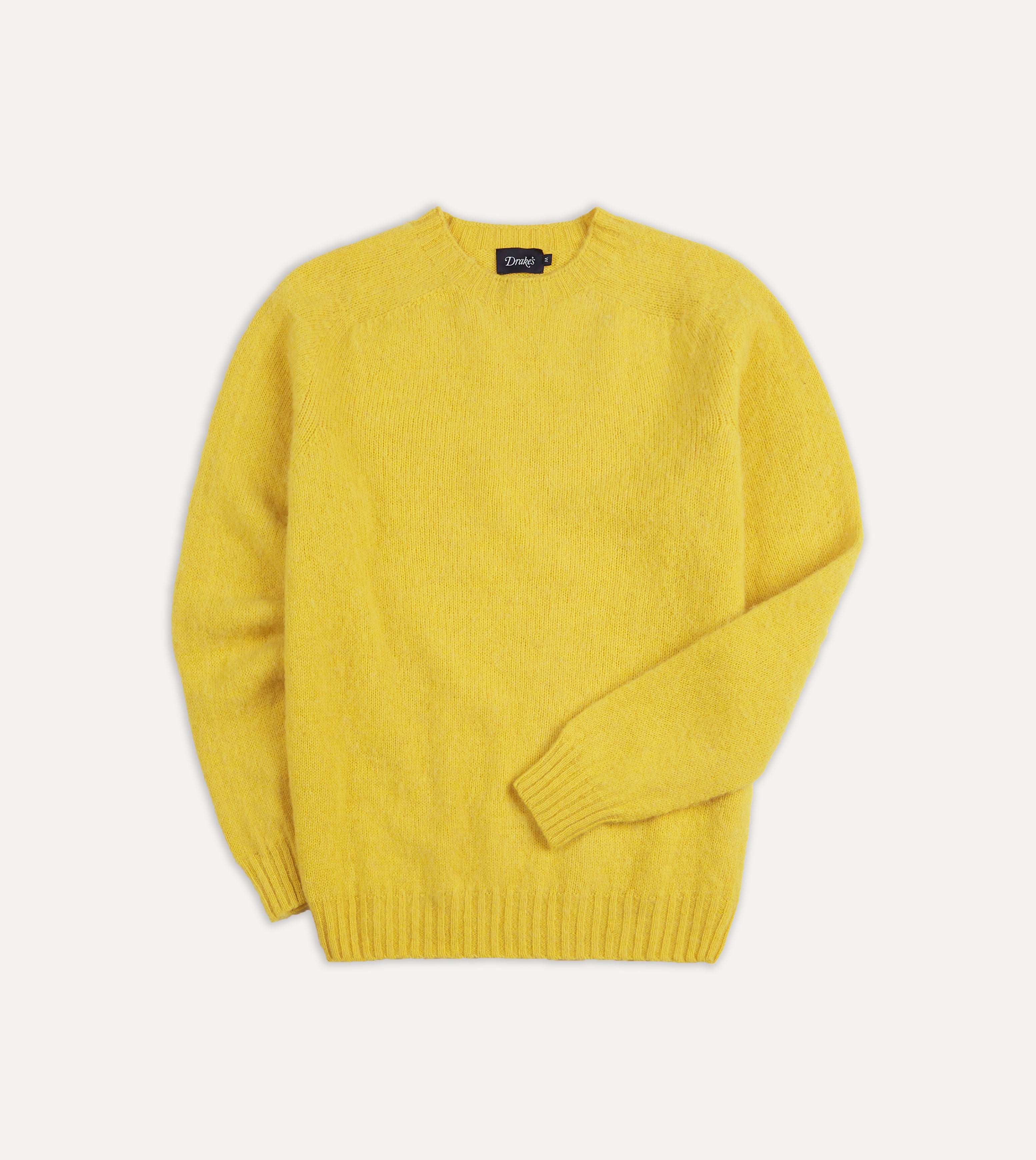 Canary Yellow Brushed Shetland Wool Crewneck Sweater for Women - Soft Winter Knit Pullover for Casual Wear & Holiday Outfits