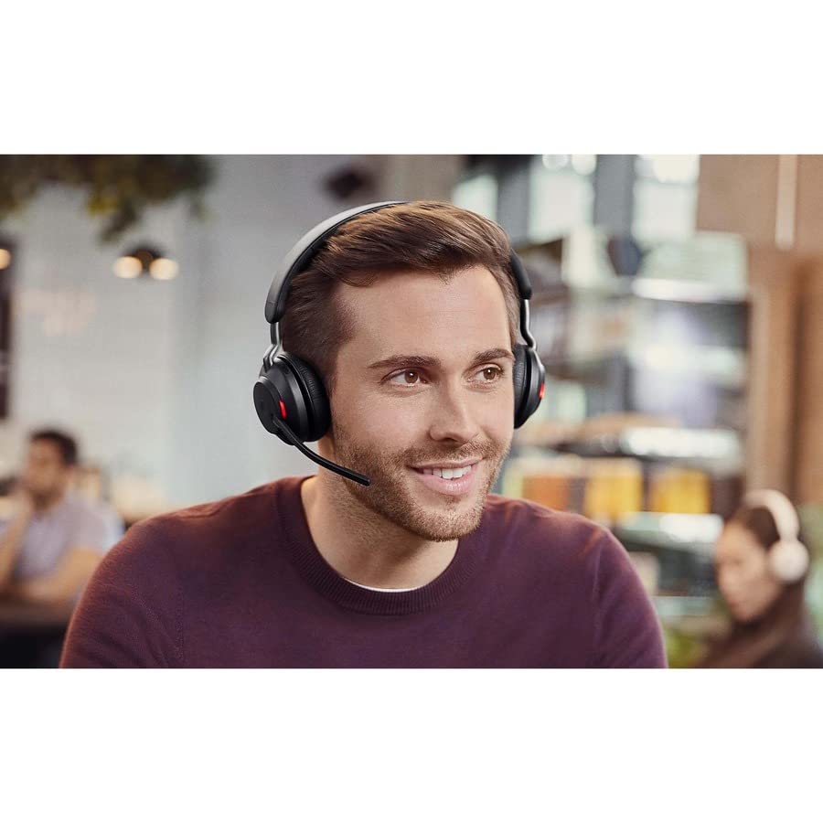 Jabra Evolve2 65 UC Wireless Bluetooth Headset with Link380a - Stereo Headphones for Calls & Music, 37H Battery Life, Passive Noise Cancelling (Black) | Perfect for Home Office, Remote Work & Online Meetings