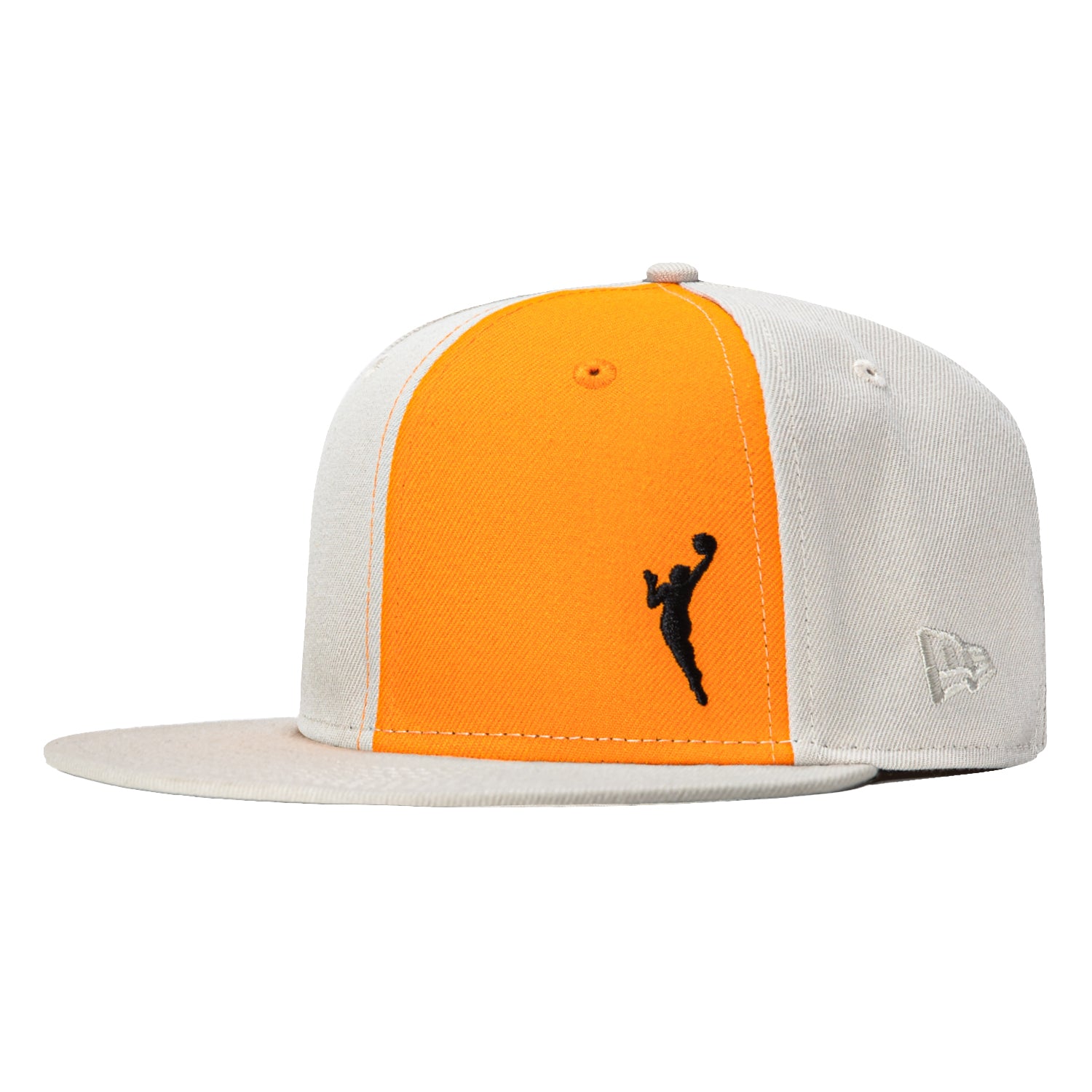 New Era 59Fifty WNBA New York Liberty Logo Patch Snapback Hat - Stone & Light Orange | Official NBA Basketball Cap for Women & Men | Perfect for Games, Streetwear & Sports Fans