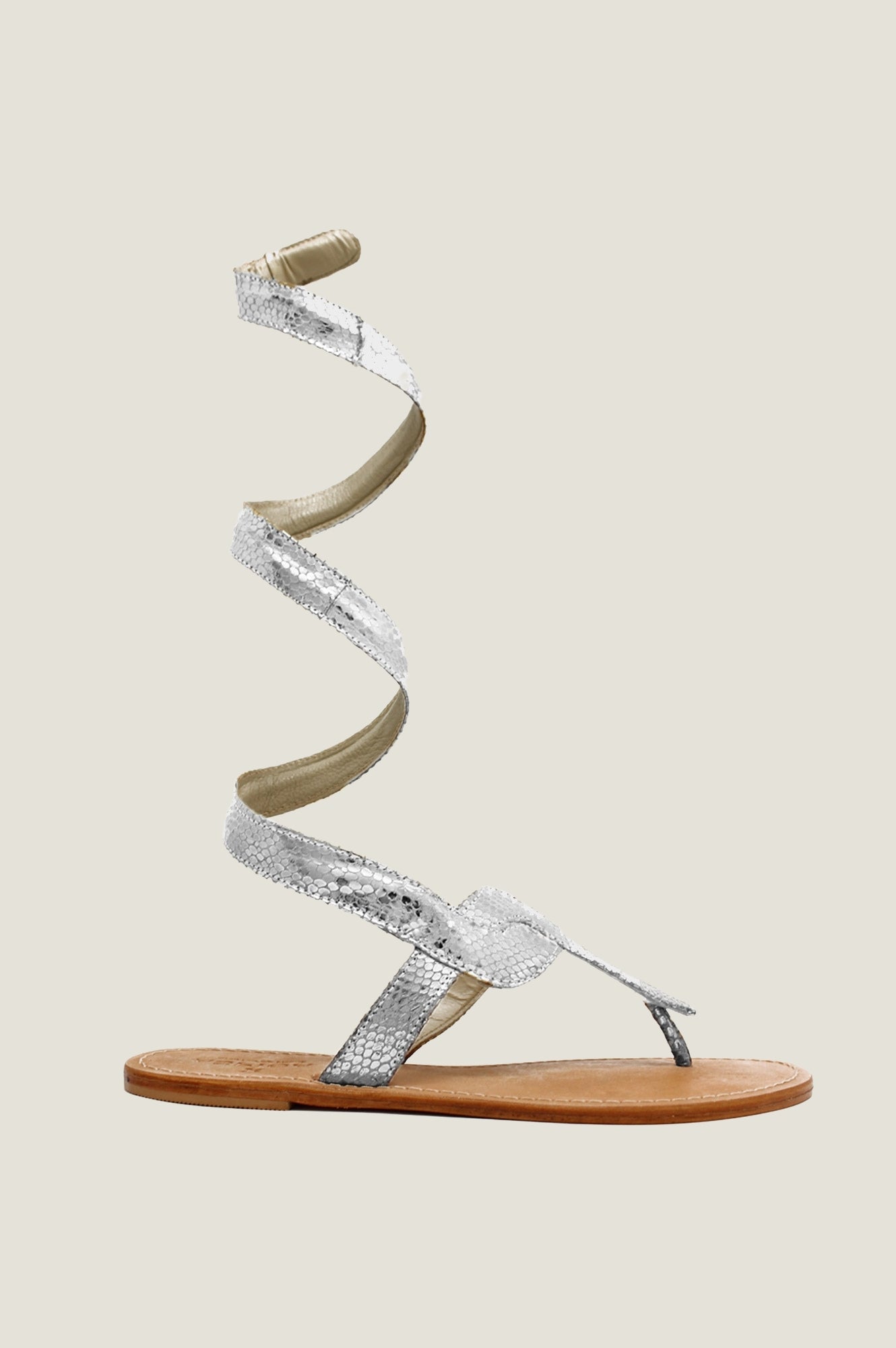 Cobra Wrap Sandals for Women - Stylish Silver Gladiator Sandals | Perfect for Beach, Vacation & Summer Outfits
