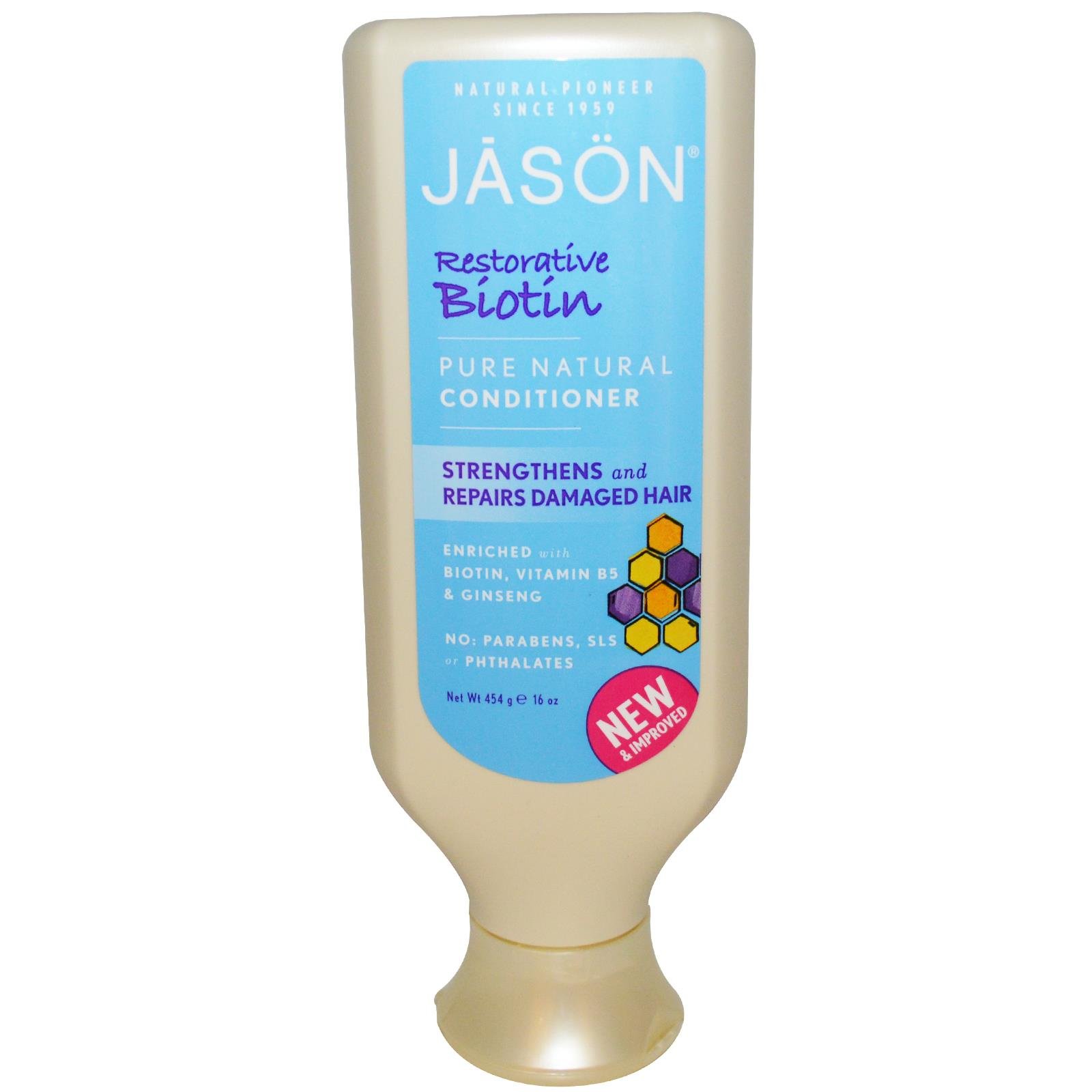 Jason Natural Biotin Restorative Conditioner - 16 Fl Oz for Damaged Hair Repair & Hydration - Perfect for Dry, Frizzy Hair at Home or Salon Use