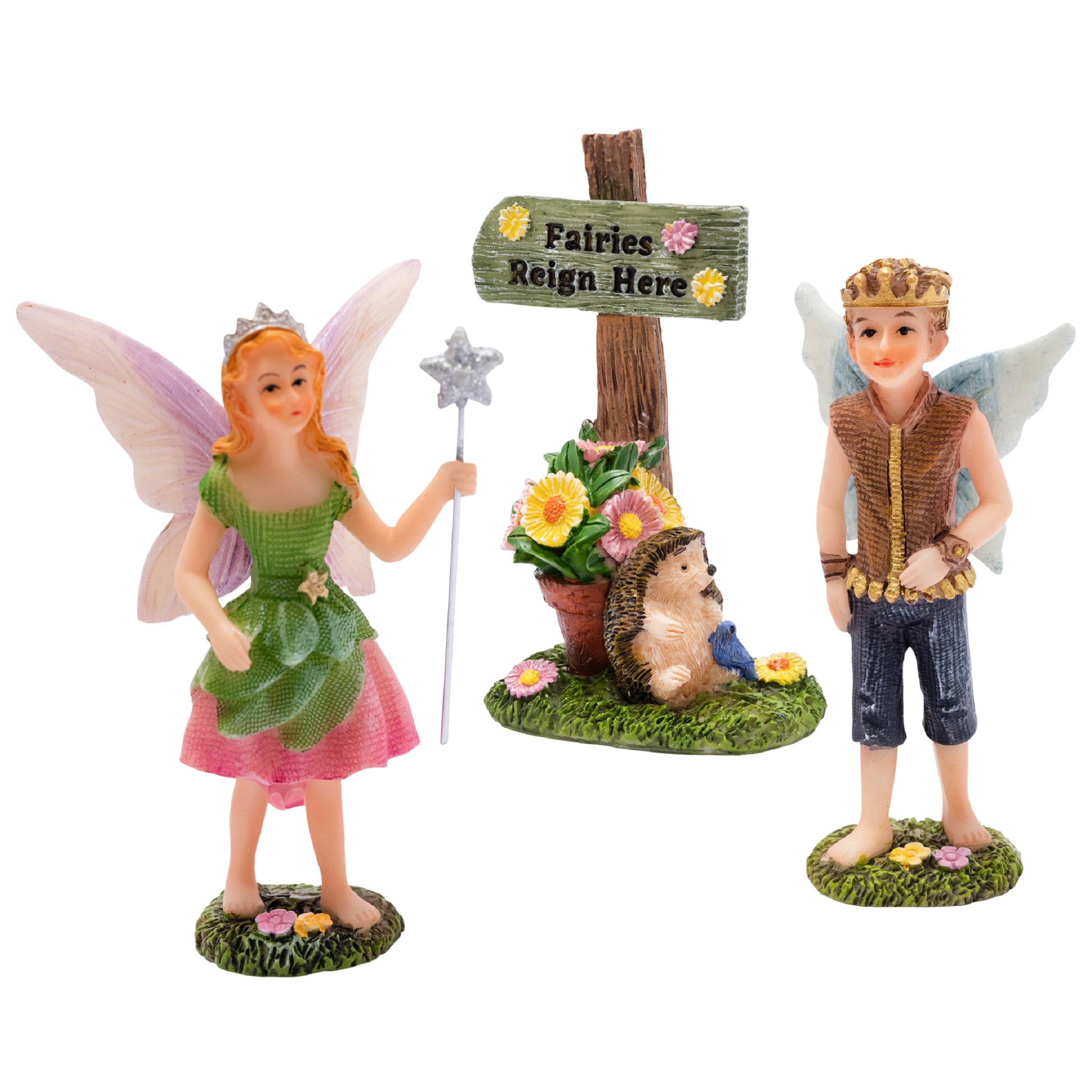 3-Piece Fairy Garden Kit with Fairy Figurines - Outdoor Fairy Garden Accessories for Decoration & Landscaping - Perfect for Backyard, Patio & Indoor Fairy Gardens