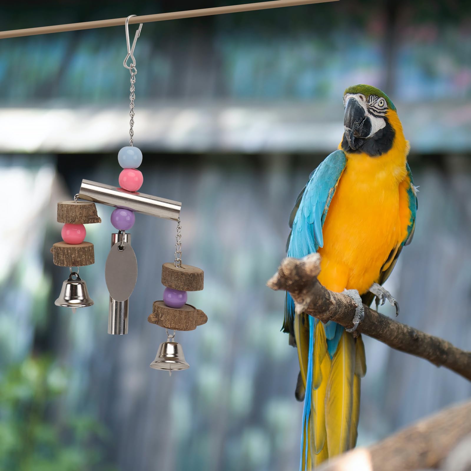 POPETPOP Parrot Toy - Hanging Bird Cage Toy for Parrots & Small Birds - Durable & Fun Chewing & Climbing Activity - Perfect for Playtime & Exercise in Bird Cages