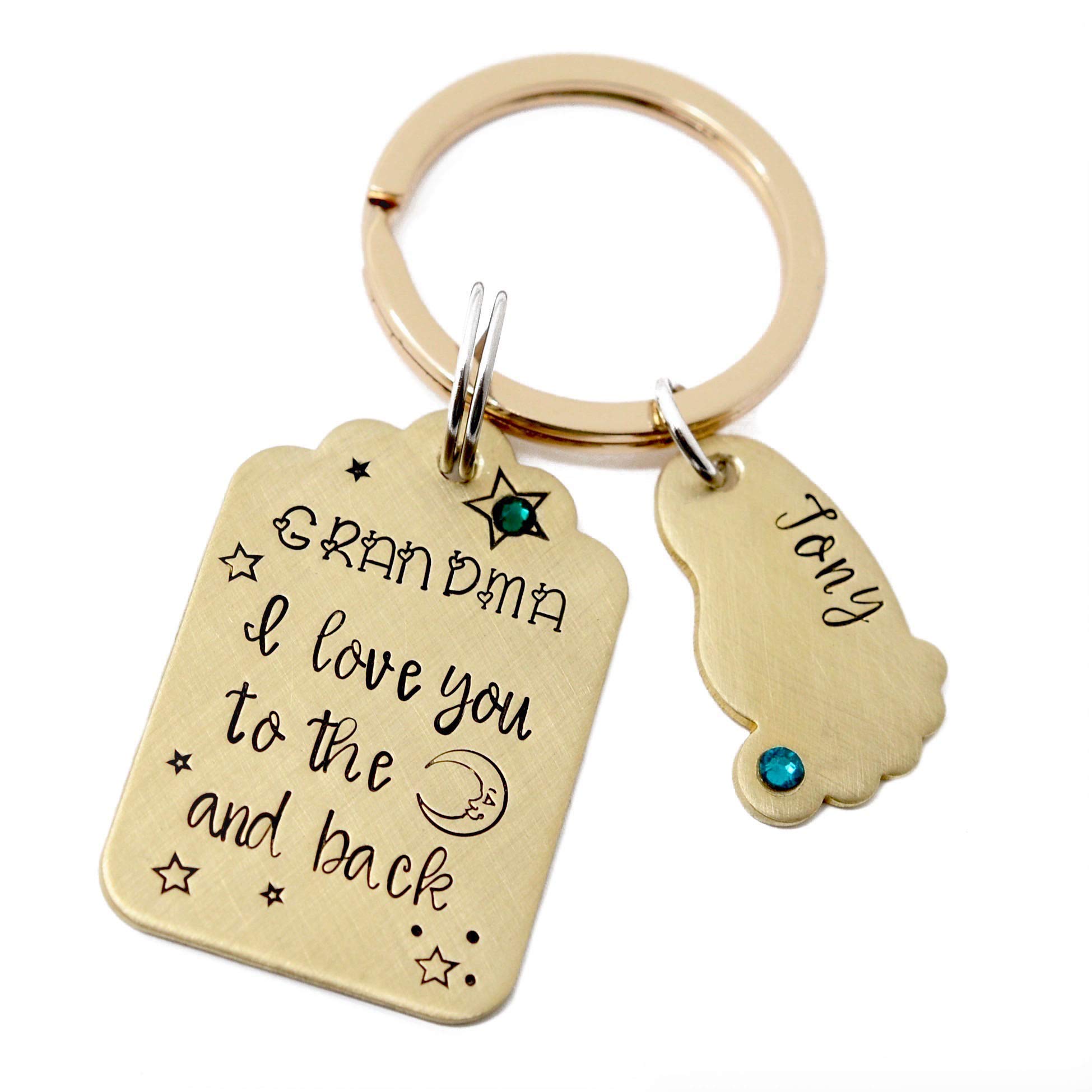 Personalized Custom Footprint Keychain for Mom - Grandma & Nana Birthstone Jewelry Gift - Perfect for Mother's Day, Birthday & Keepsake (Baby Shower, New Mom Gift, Memorial Jewelry)