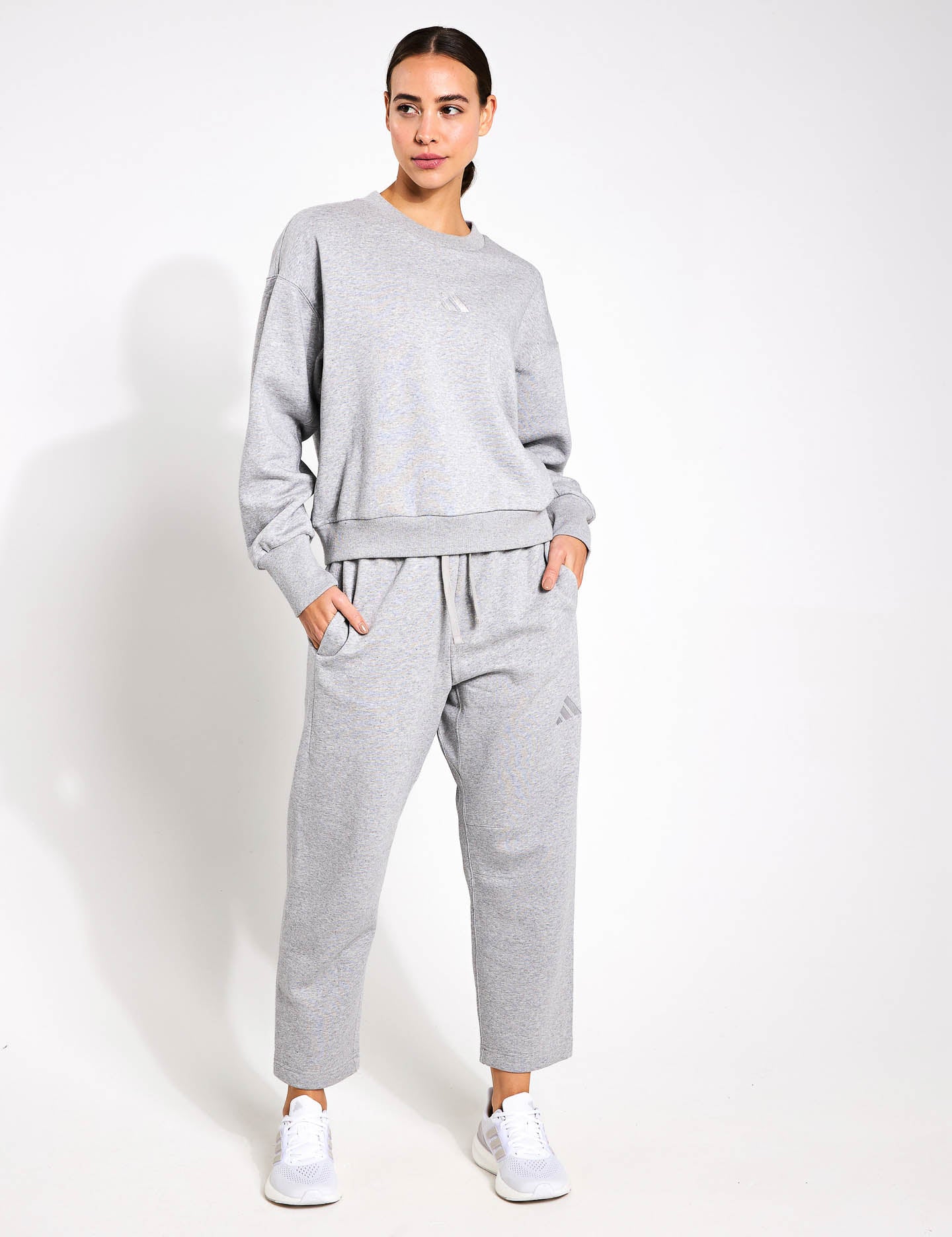 ALL SZN Fleece Barrel Leg Joggers for Women - Medium Grey Heather - Cozy Lounge Pants for Yoga, Running & Home Relaxation