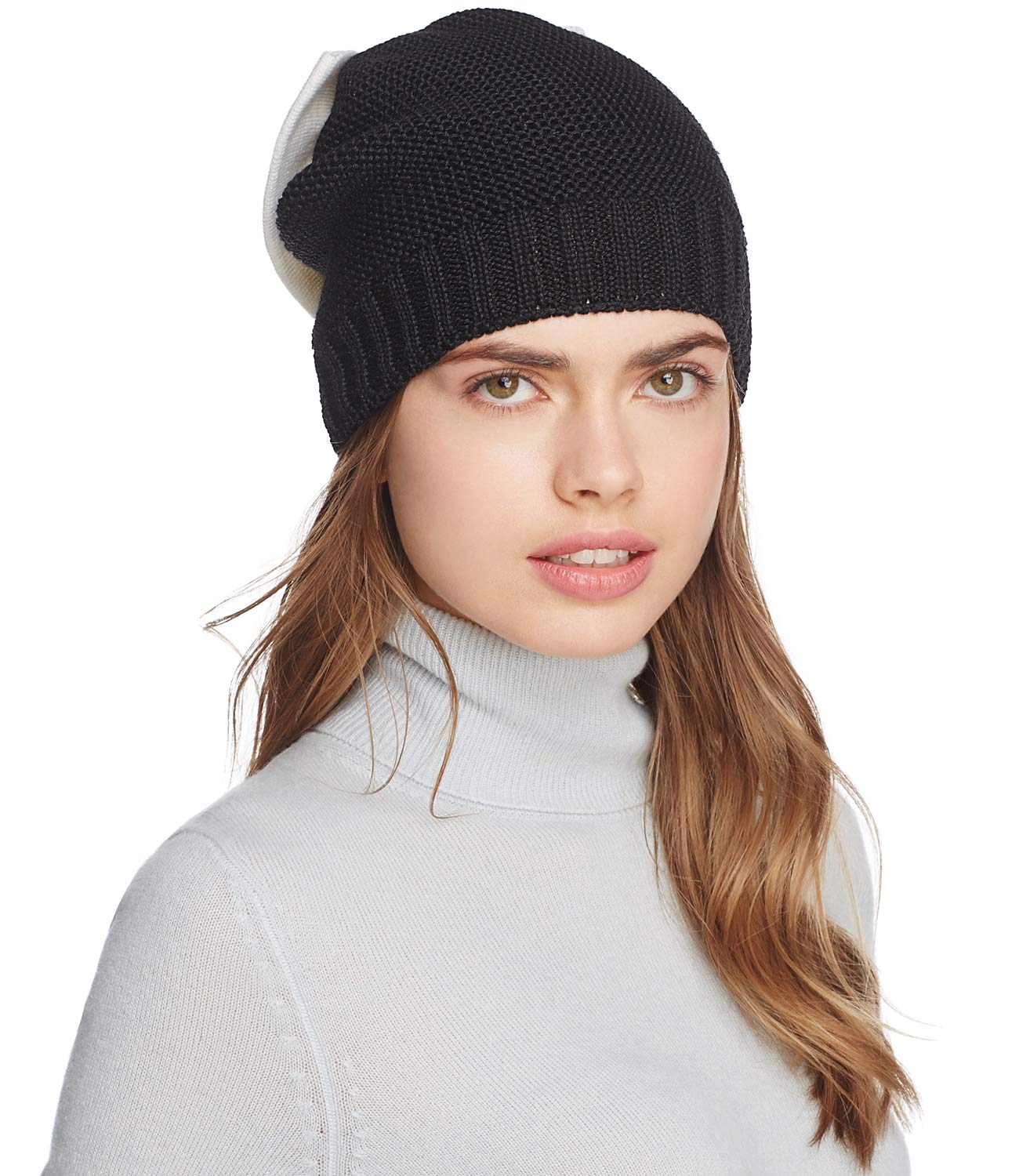Helene Berman Knit Bow Beanie - Soft Winter Hat for Women, Black One Size - Perfect for Cold Weather, Outdoor Activities & Fashion Accessories