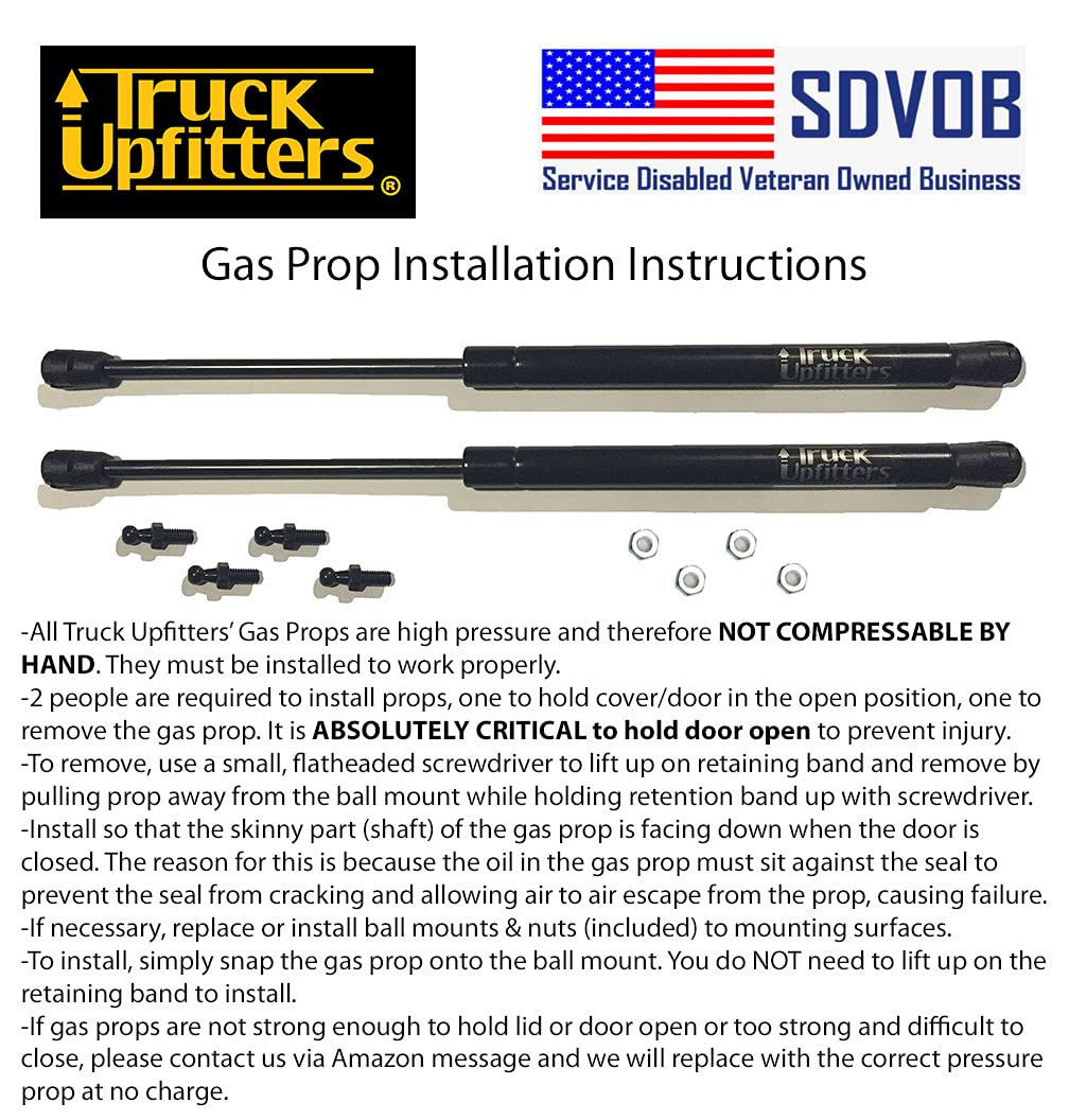 10 Inch 45 lbs Lift Support Gas Struts for Truck Toolboxes & Camper Shells - 2 Pack with 4 Ball Mounts | Fits UWS, DeeZee, Better Built, ARE, Leer Aluminum Toolboxes | Heavy Duty Windoor Support for Pickup Trucks & Work Vehicles