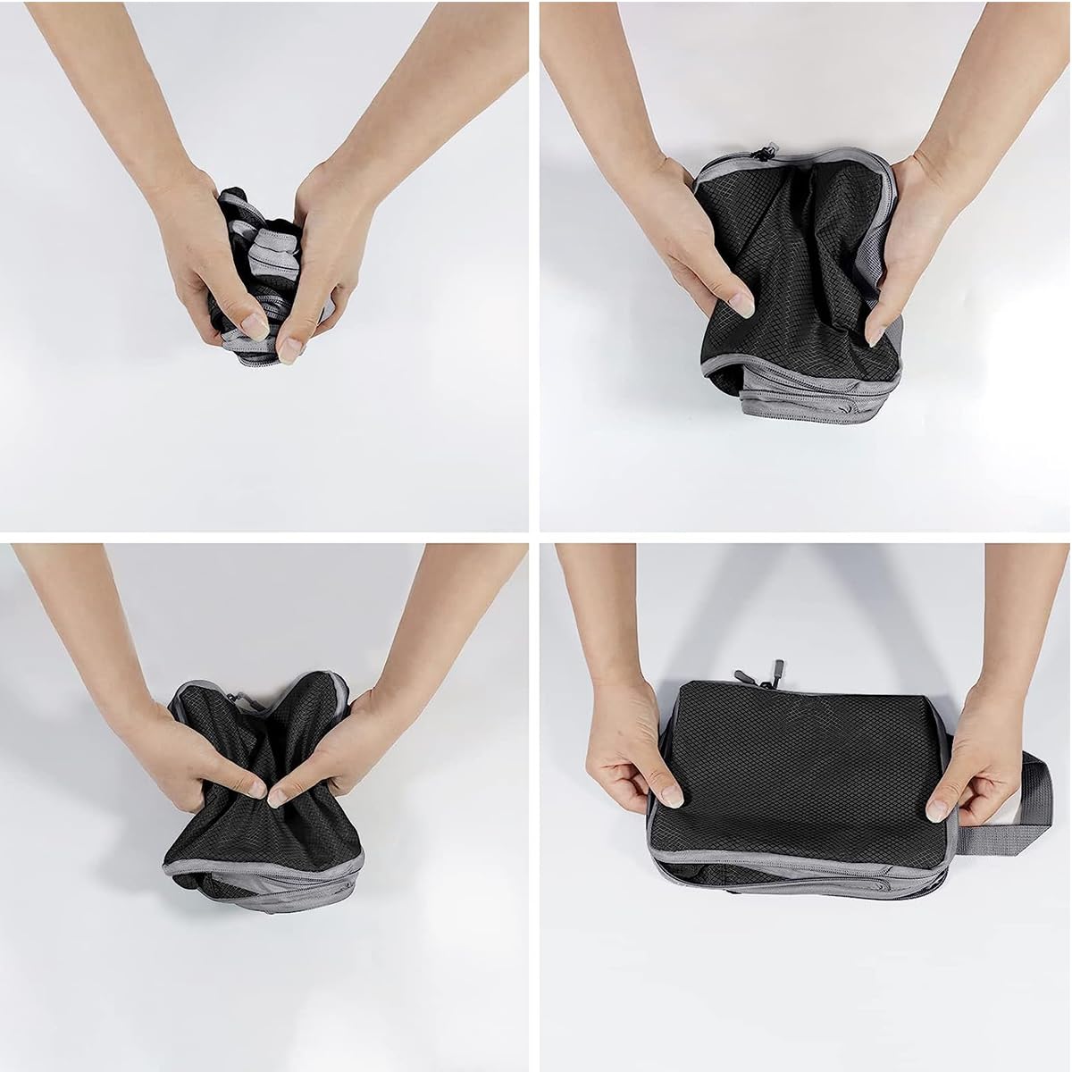 4-Piece Expandable Compression Packing Cubes Set - Travel Organizer for Luggage & Suitcases, Black | Perfect for Business Trips, Vacations & Weekend Getaways