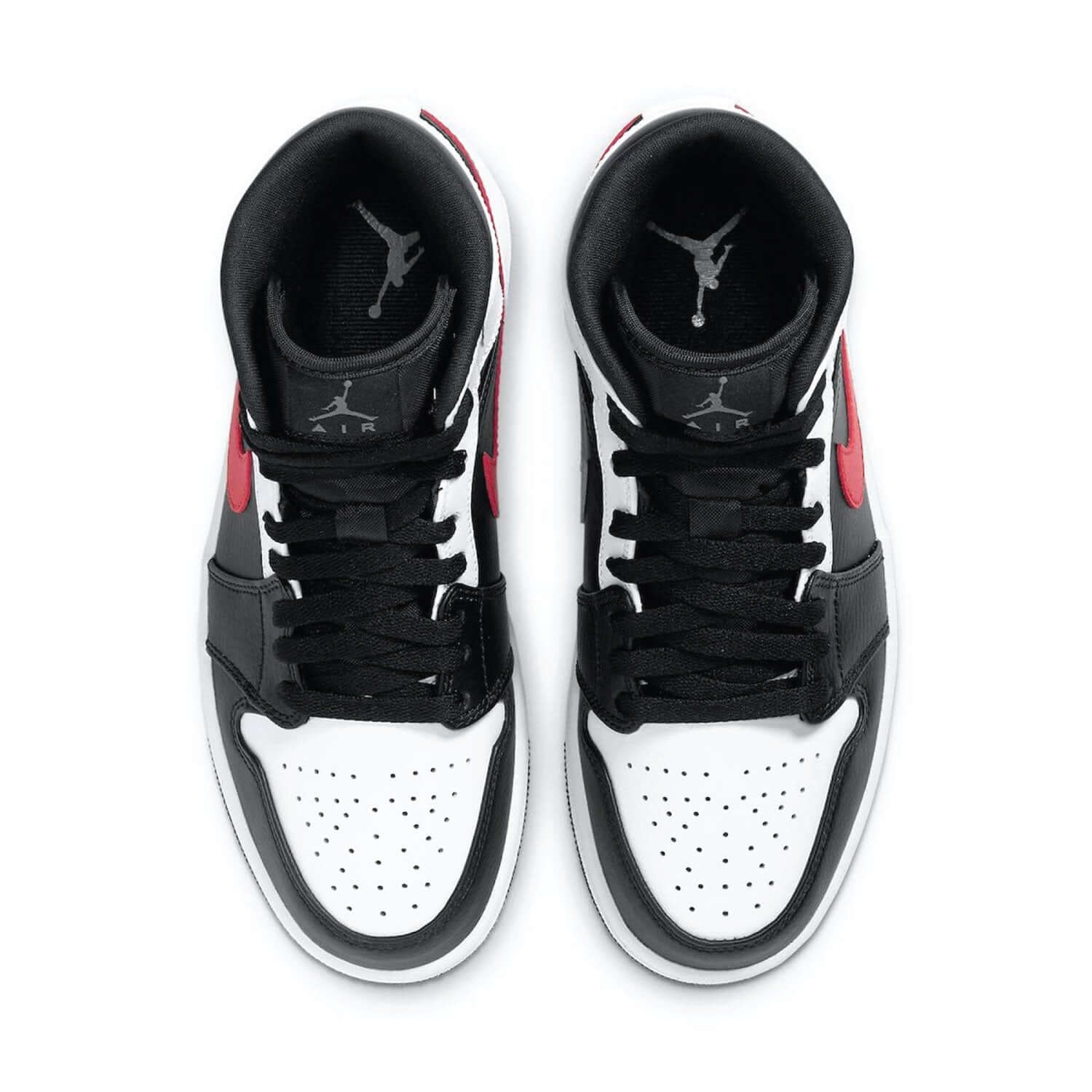 Air Jordan 1 Mid Sneakers - Black, Chile Red & White Colorway - Men's Basketball Shoes for Casual Wear & Street Style