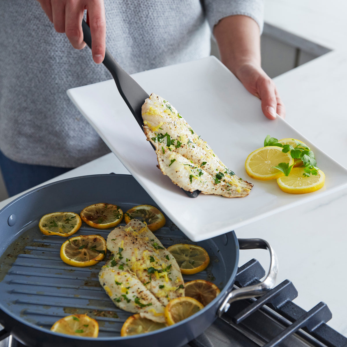 Premium Platinum Silicone Cooking Utensil Set - 3-Piece Non-Stick Kitchen Tools (Gray) for Baking, Cooking & Food Prep - Spatula, Spoon & Tongs