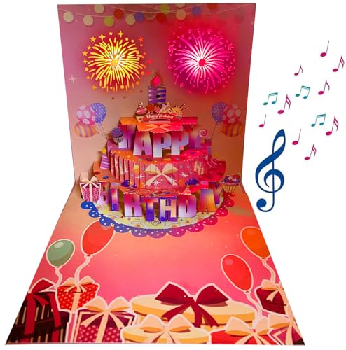Birthday fireworks light card(pink)