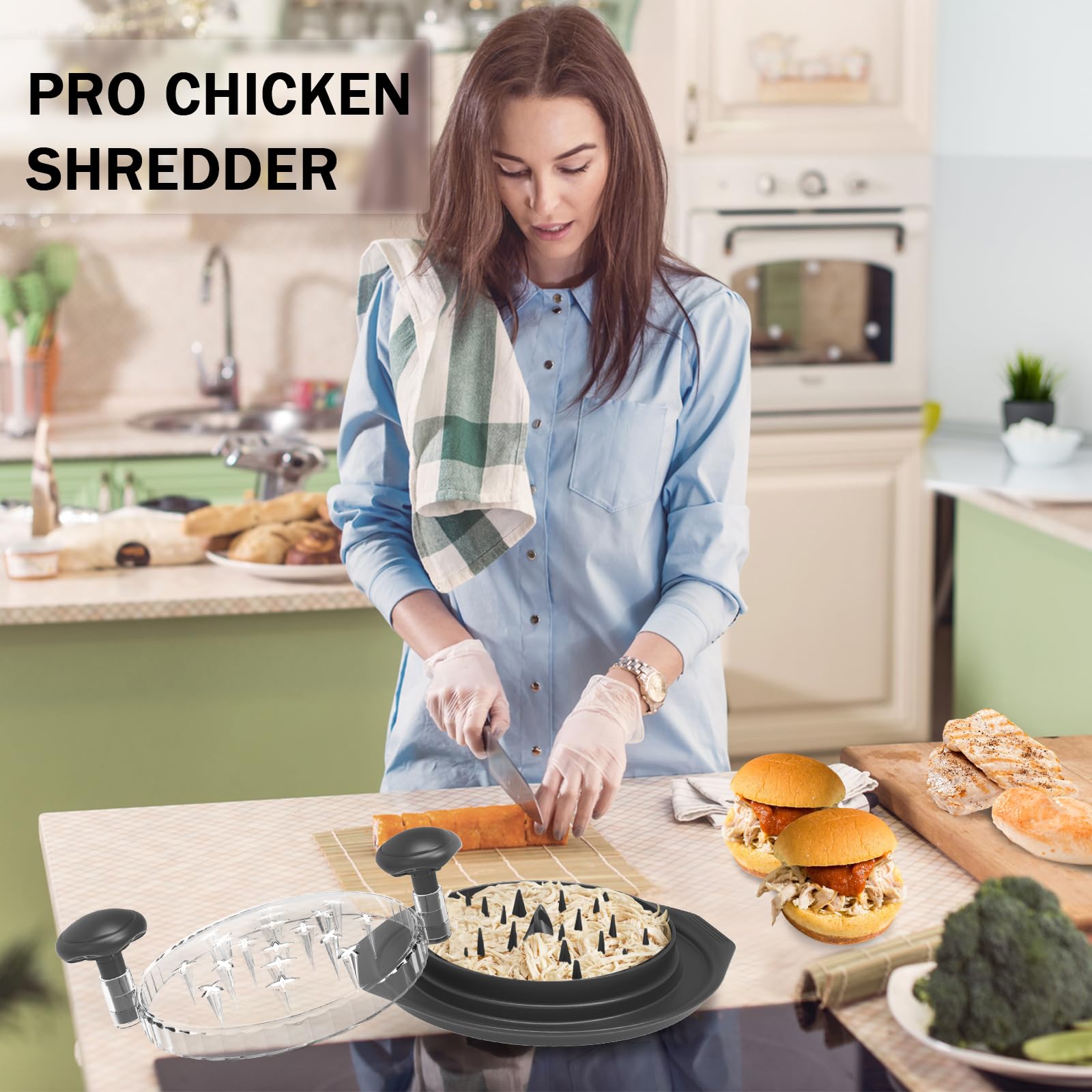 BPA-Free Chicken Shredder Tool - Anti-Slip Meat Shredder for Chicken Breast, Pulled Pork & BBQ - Easy Twist Design for Fast Cooking & Meal Prep - Perfect for Sandwiches, Tacos & Salads