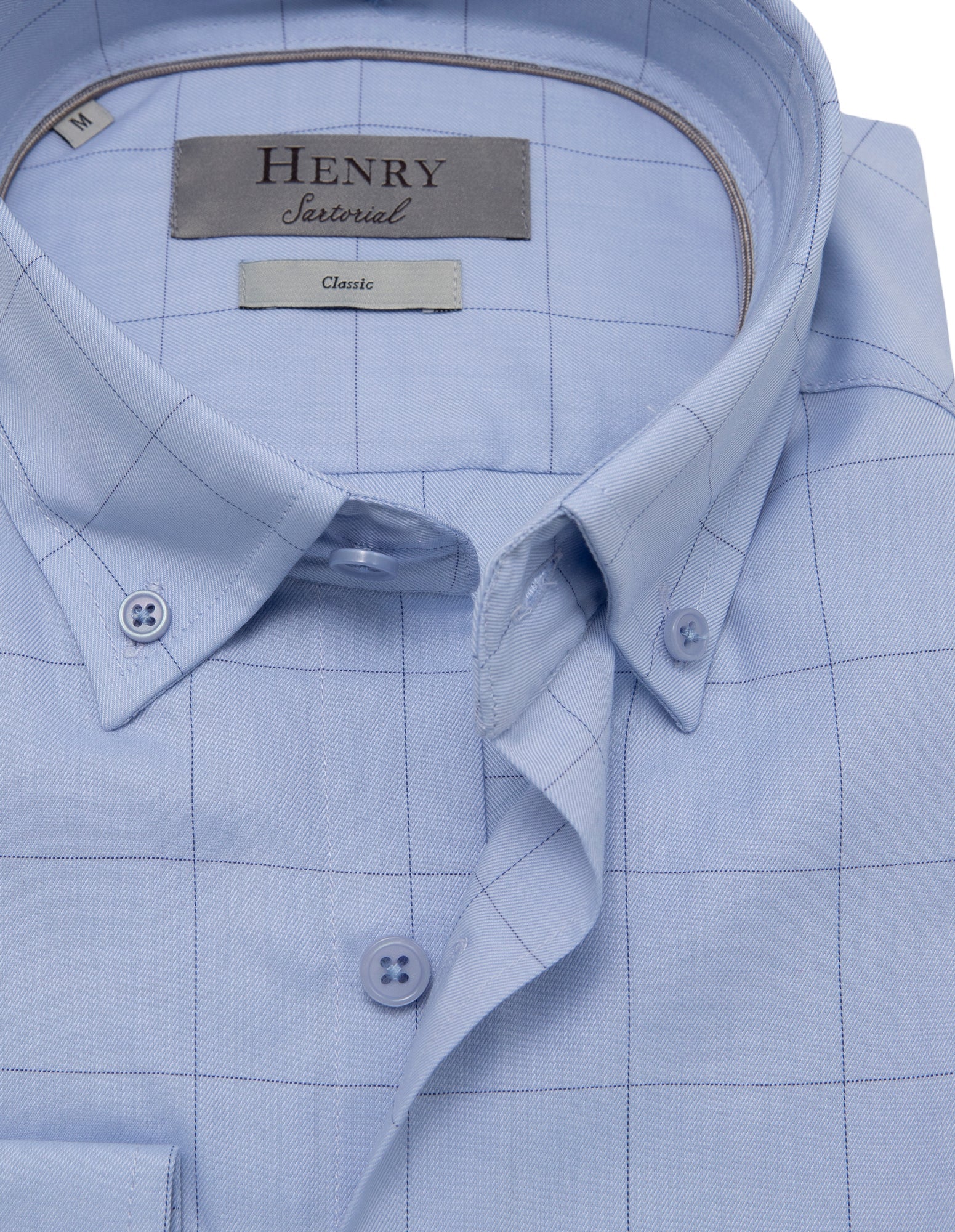 Henry Sartorial Men's Casual Plain Blue Shirt - Comfortable Everyday Wear for Work & Outings
