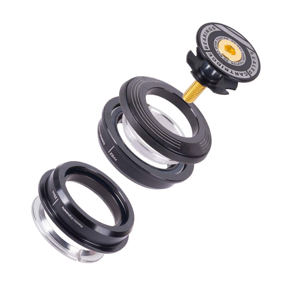 4444S 44mm Bicycle Headset - Aluminum Alloy Semi-Integrated Mountain Bike Headset with Internal Bearing for Straight Fork | Ultralight Cycling Accessory Tool (Black) | Perfect for MTB Upgrades & Professional Bike Maintenance