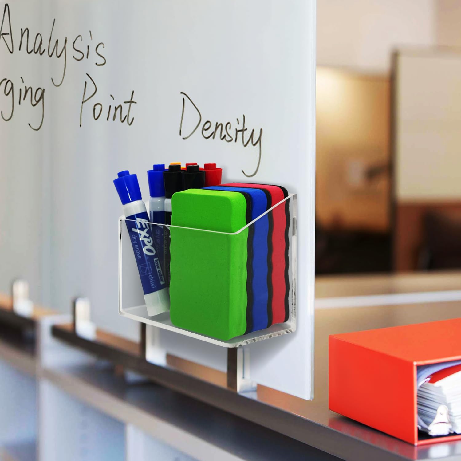 Magnetic Glass Whiteboard Pen Holder - Dry Erase Marker Organizer for Fridge, Office & Home Use - Strong Magnet for Whiteboards, Refrigerators & Metal Surfaces - Perfect for Kitchen, Classroom & Workspace Organization (1 Pack)